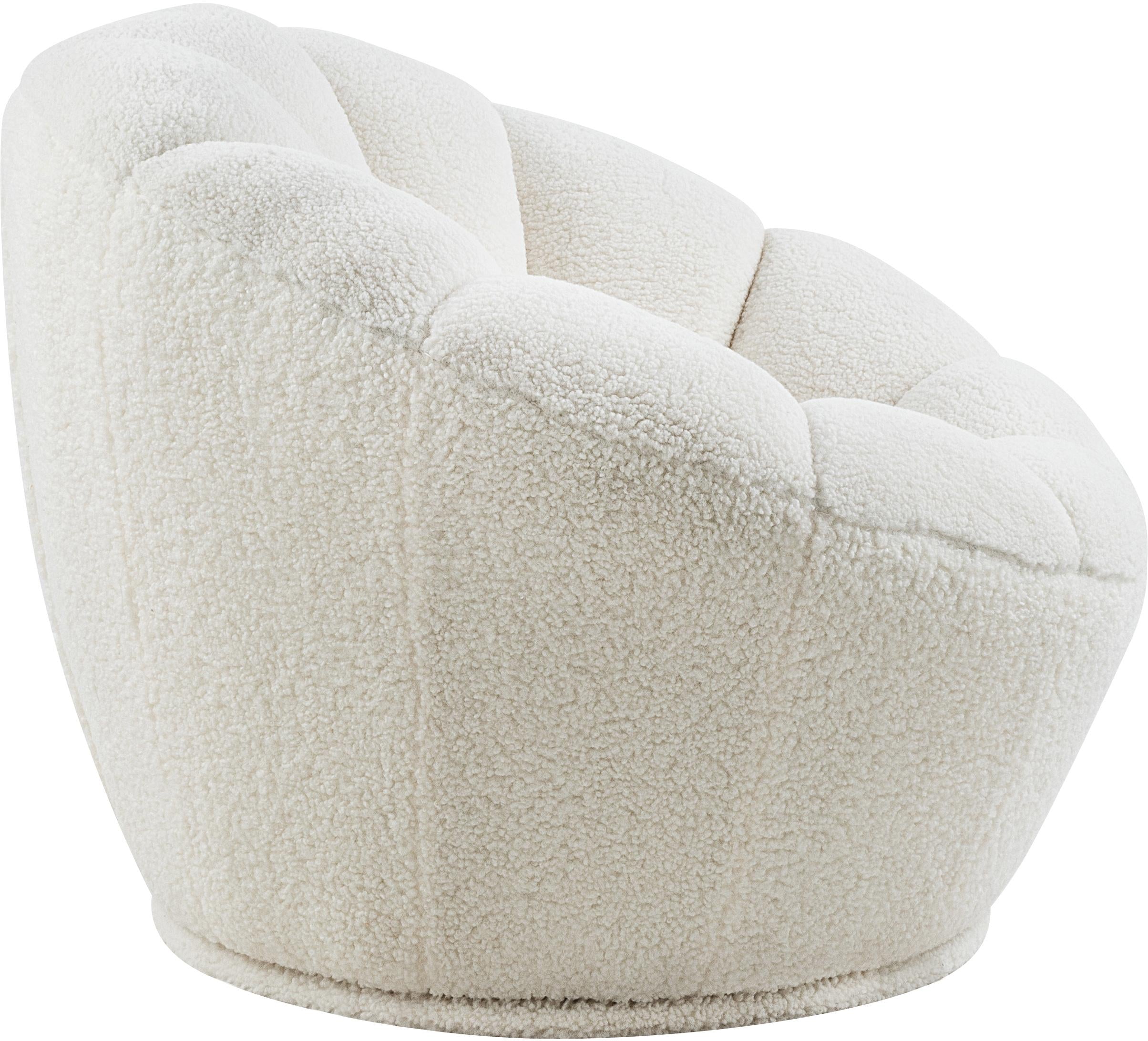 Dream White Faux Sheepskin Fur Accent Chair - Luxury Home Furniture (MI)