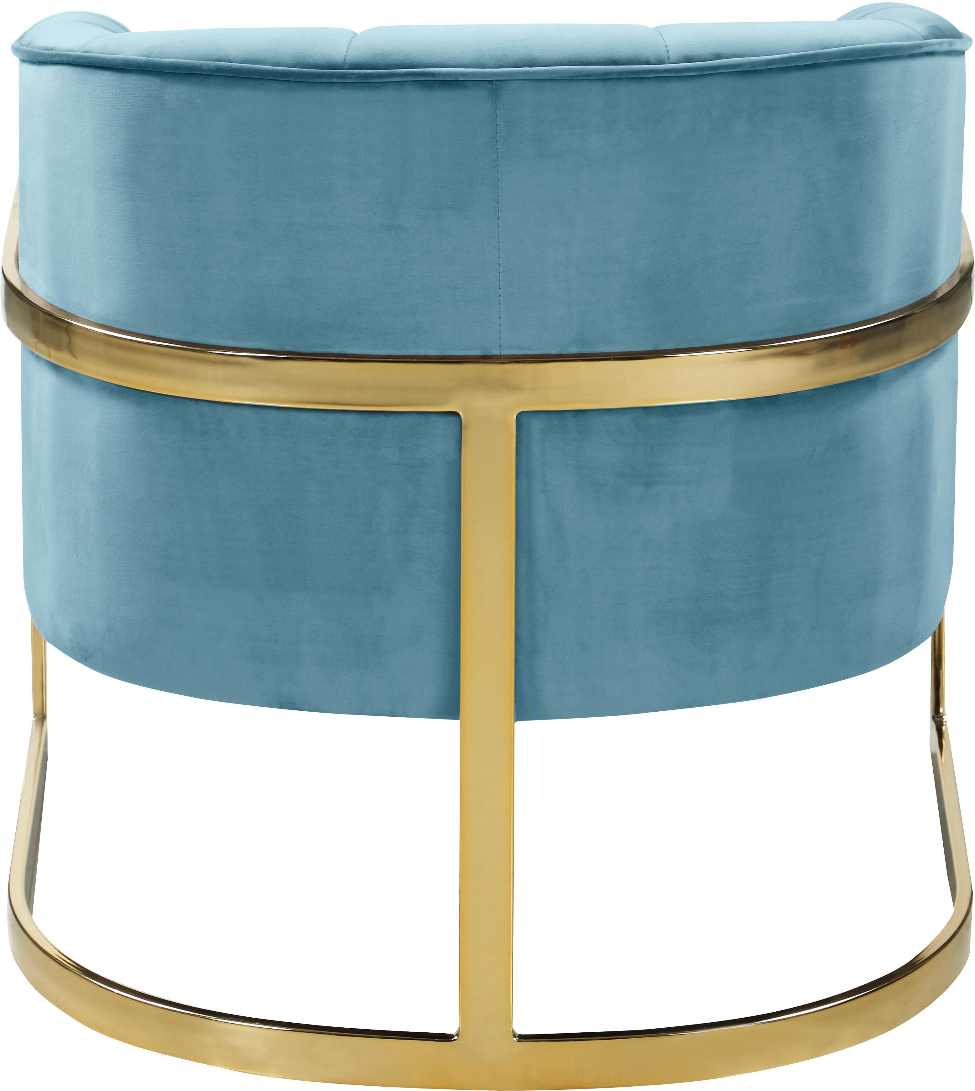 Carter Aqua Velvet Accent Chair - Luxury Home Furniture (MI)