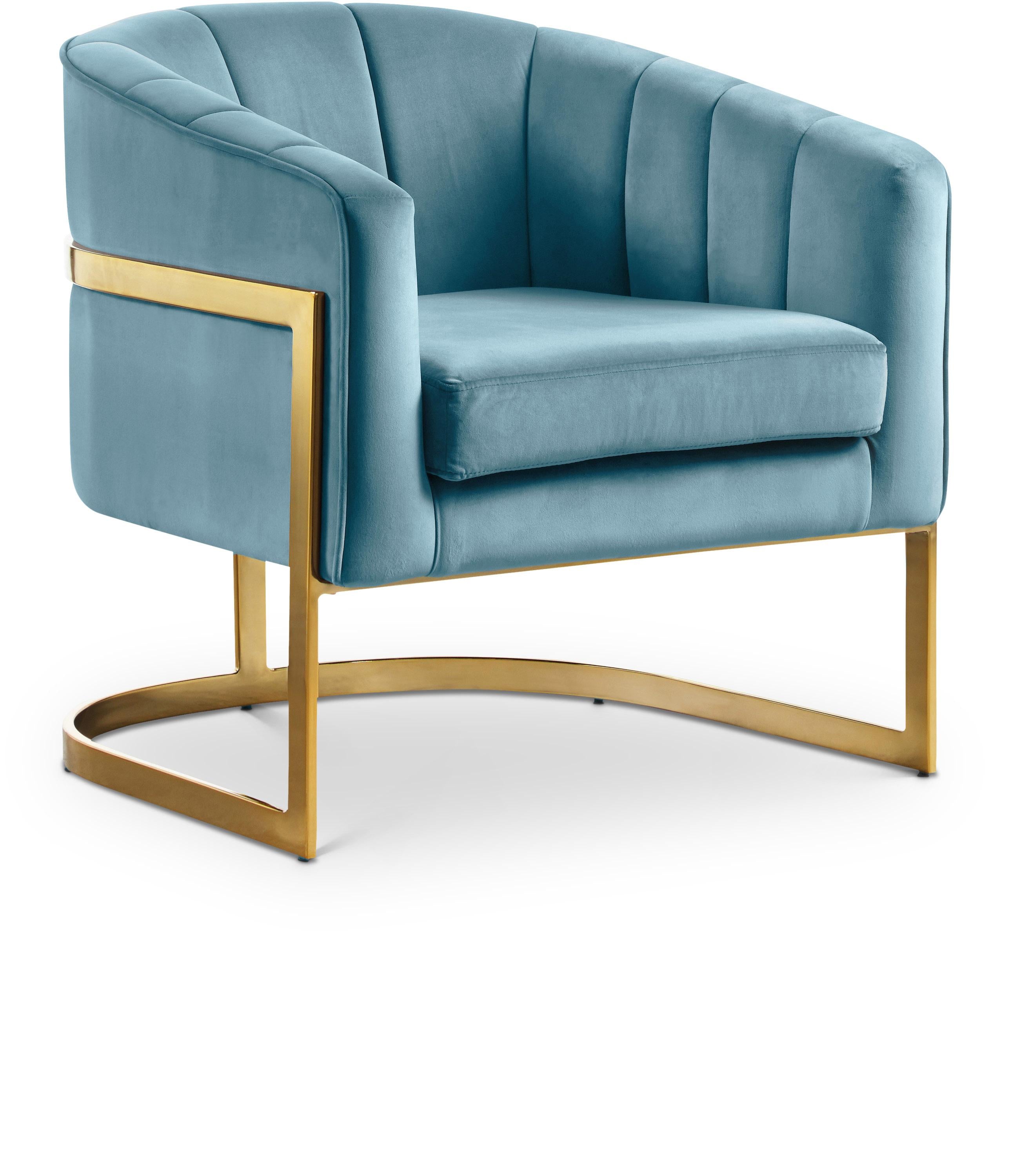 Carter Aqua Velvet Accent Chair - Luxury Home Furniture (MI)