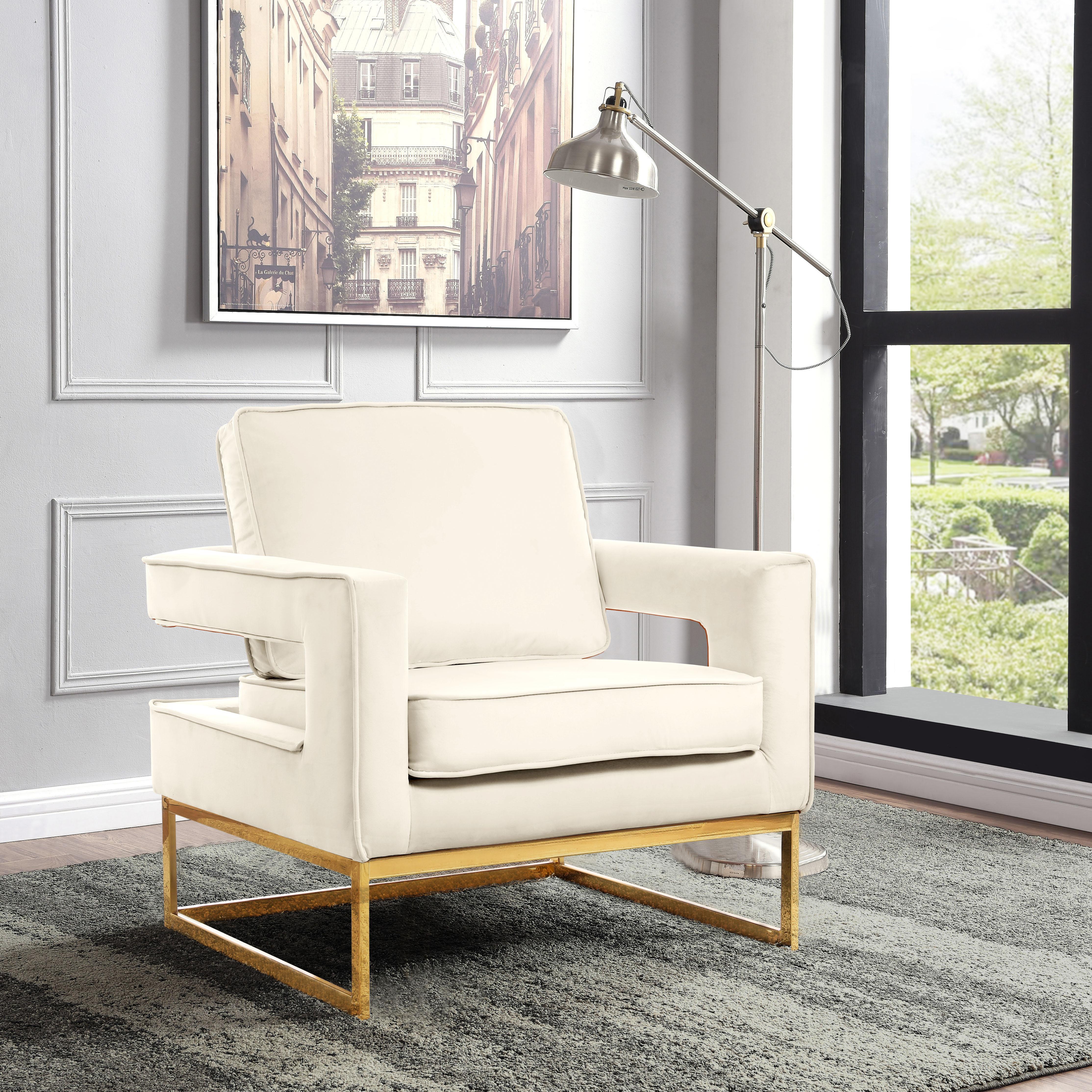 Noah Cream Velvet Accent Chair - Luxury Home Furniture (MI)
