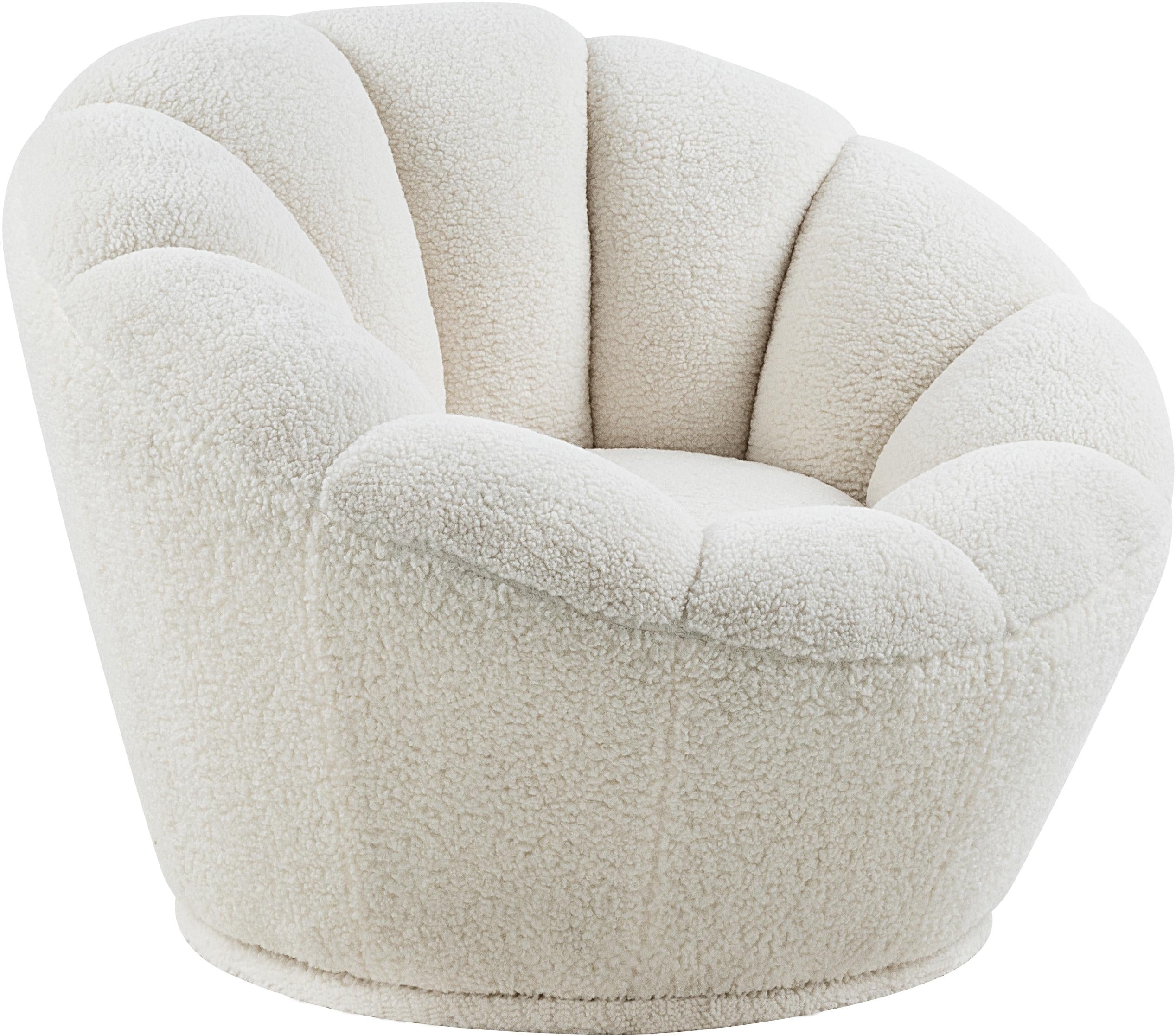 Dream White Faux Sheepskin Fur Accent Chair - Luxury Home Furniture (MI)