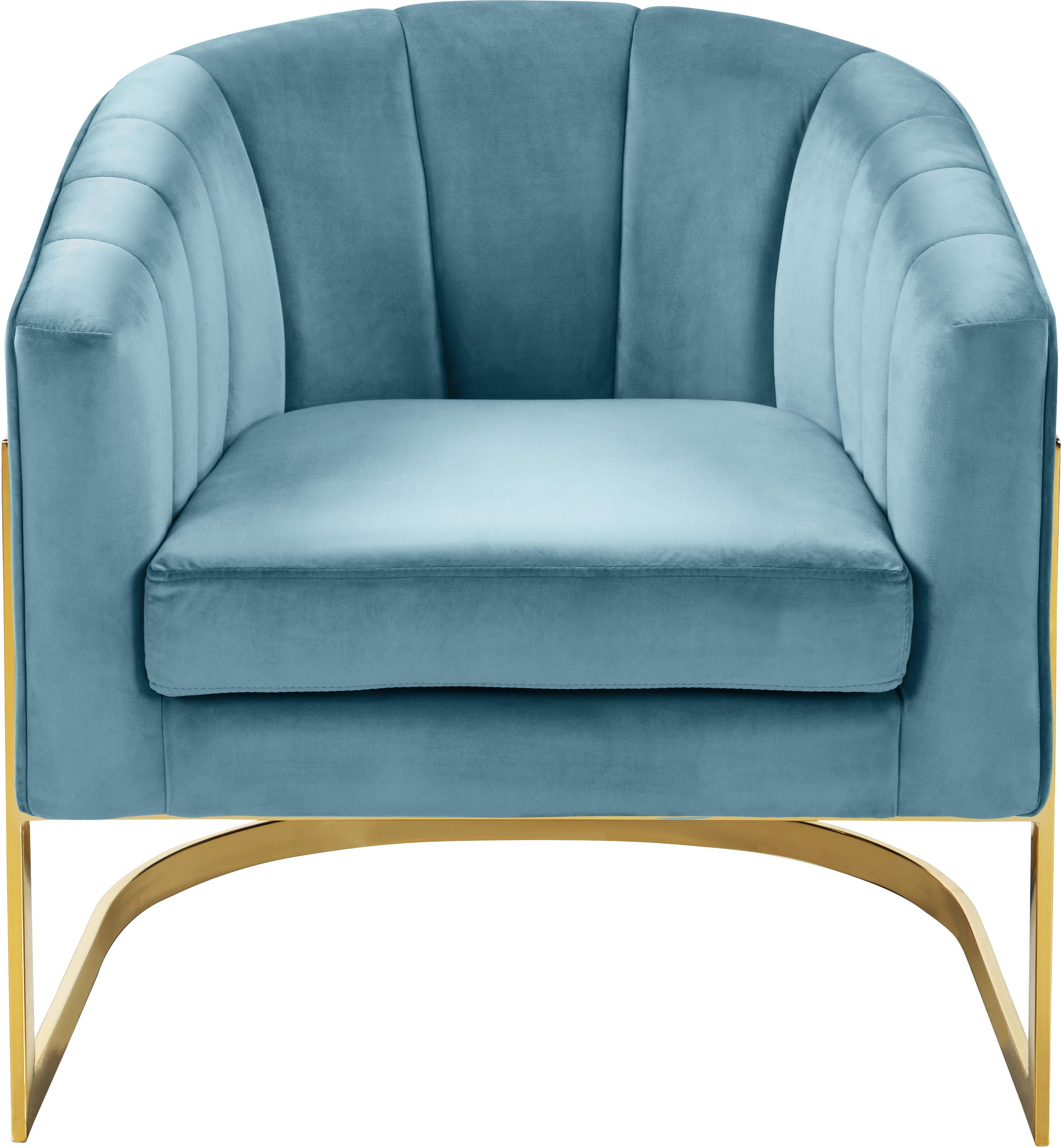Carter Aqua Velvet Accent Chair - Luxury Home Furniture (MI)
