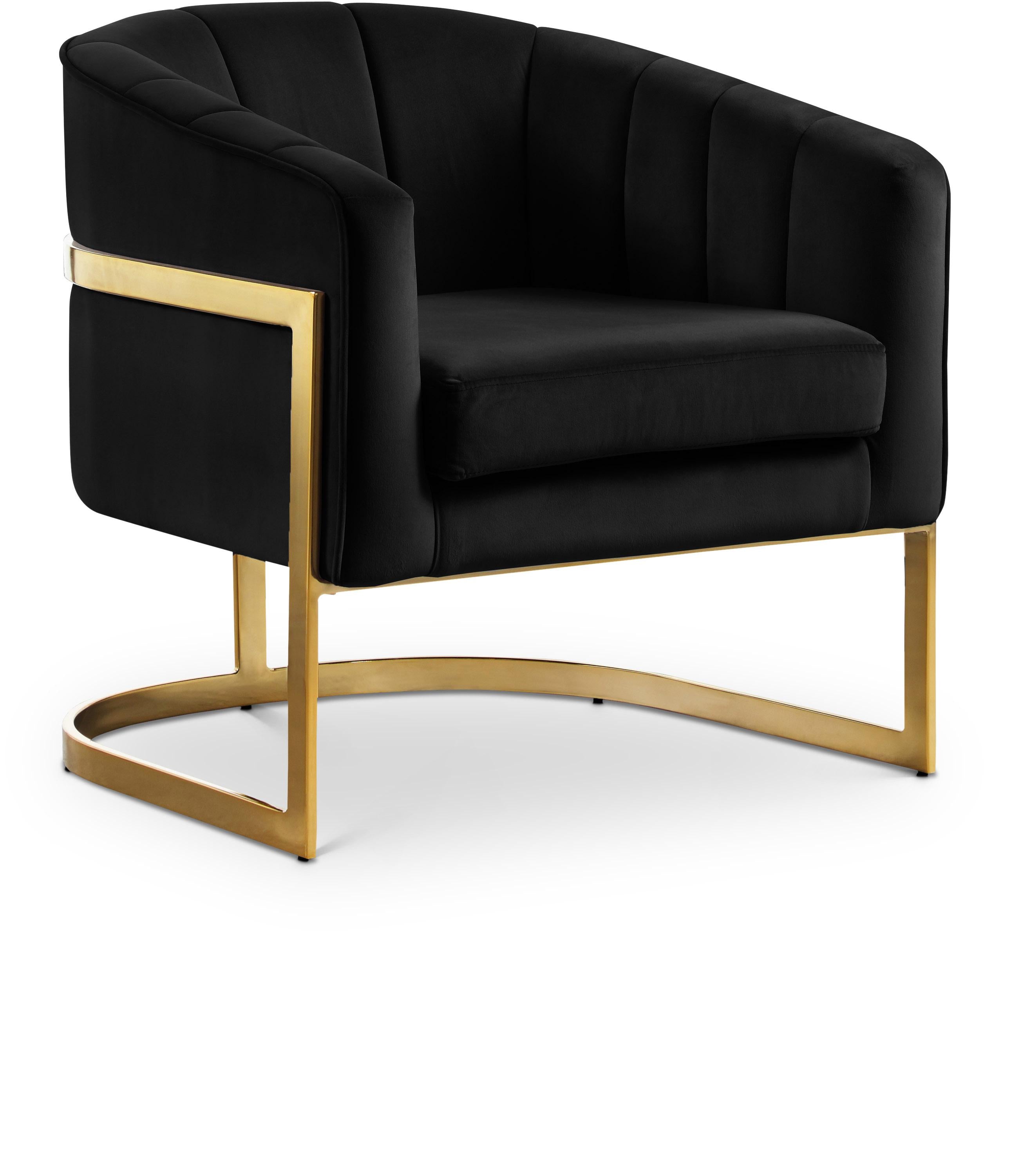 Carter Black Velvet Accent Chair - Luxury Home Furniture (MI)