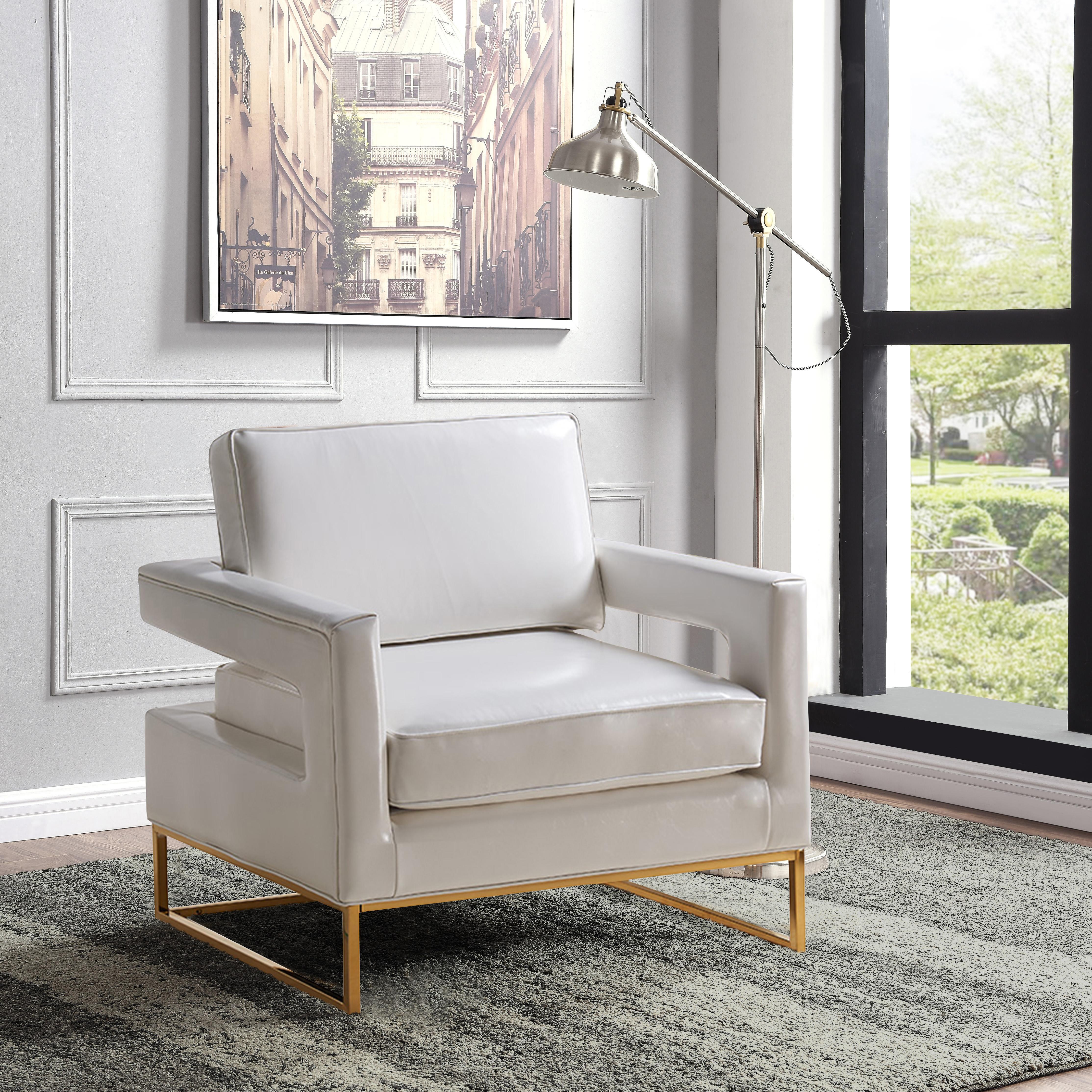 Amelia White Faux Leather Accent Chair - Luxury Home Furniture (MI)