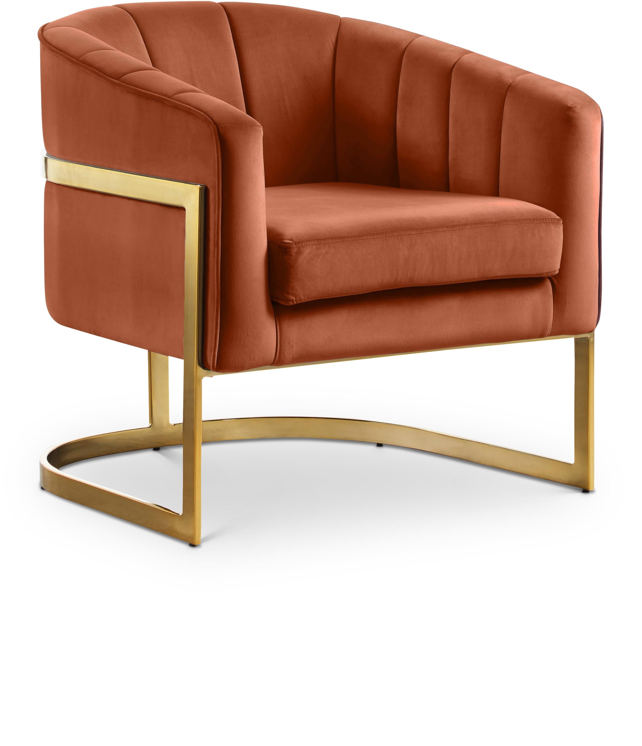 Carter Cognac Velvet Accent Chair - Luxury Home Furniture (MI)