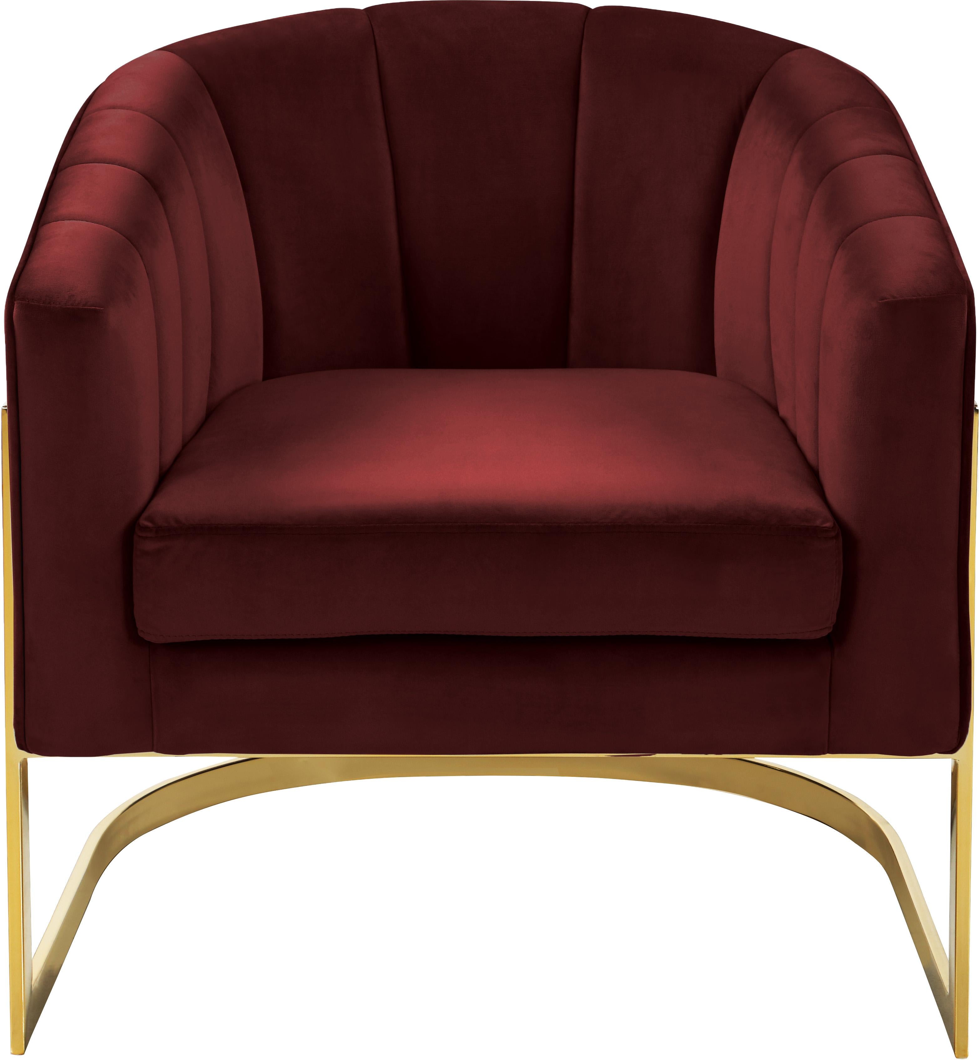 Carter Burgundy Velvet Accent Chair - Luxury Home Furniture (MI)