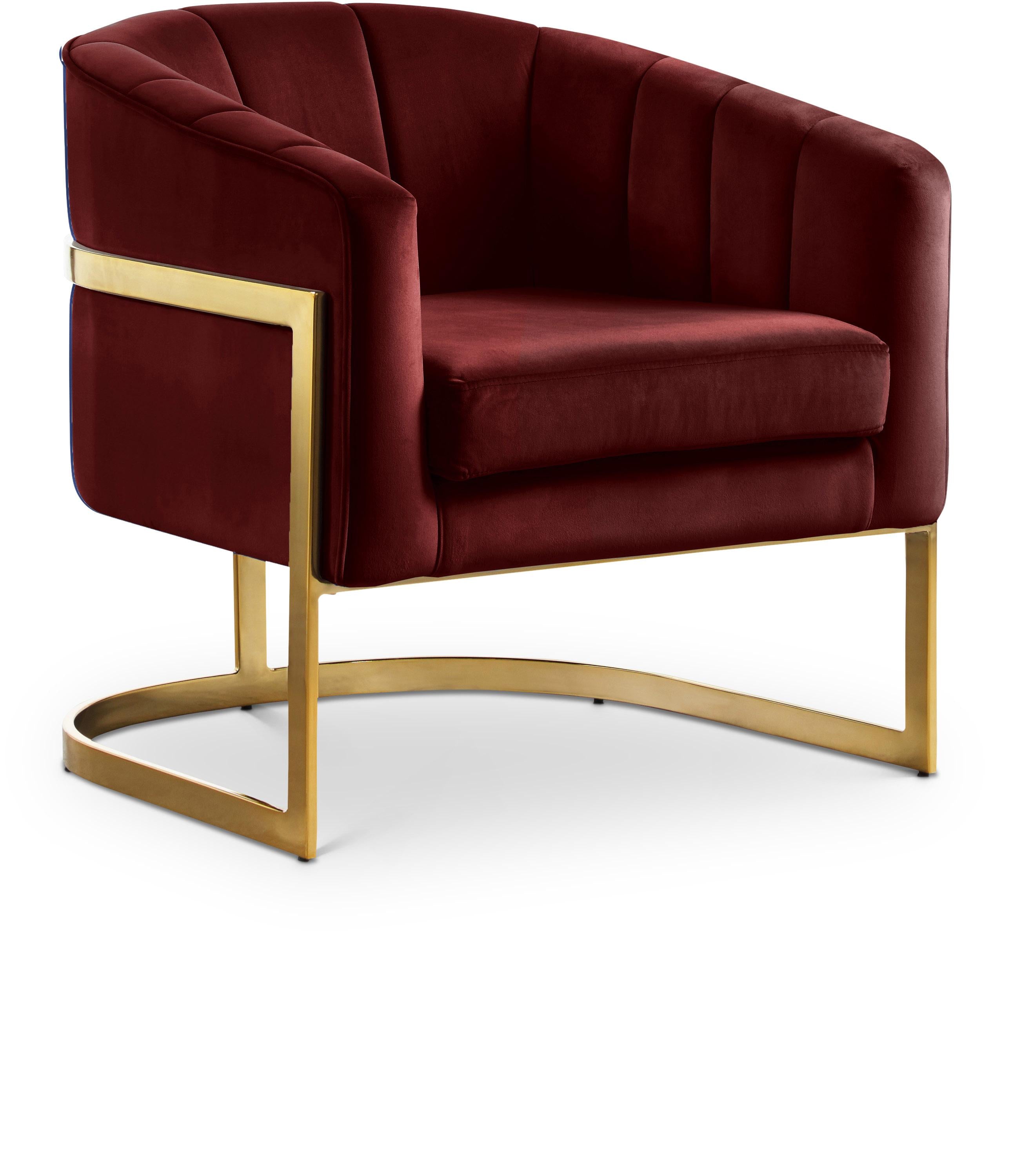 Carter Burgundy Velvet Accent Chair - Luxury Home Furniture (MI)