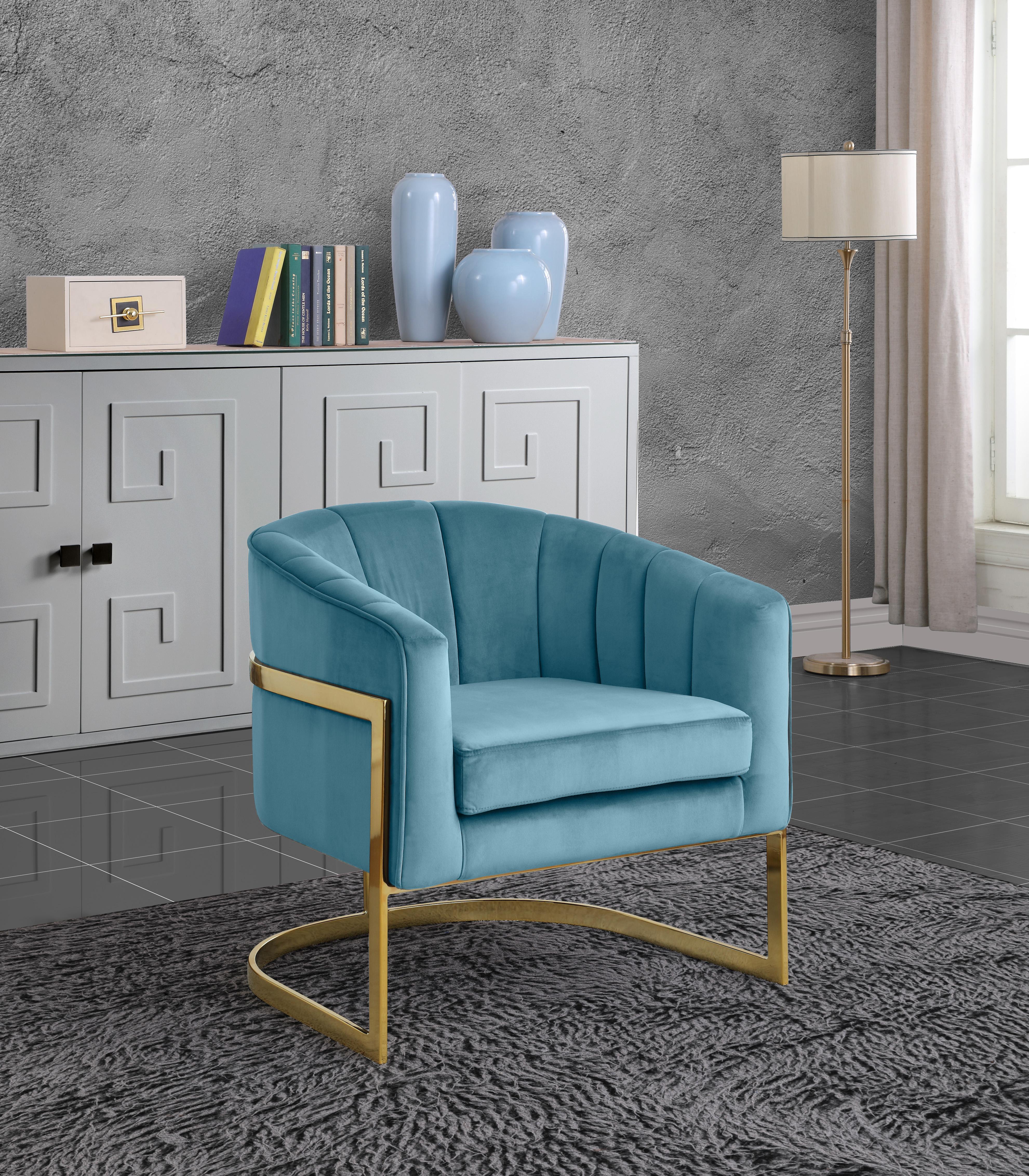 Carter Aqua Velvet Accent Chair - Luxury Home Furniture (MI)
