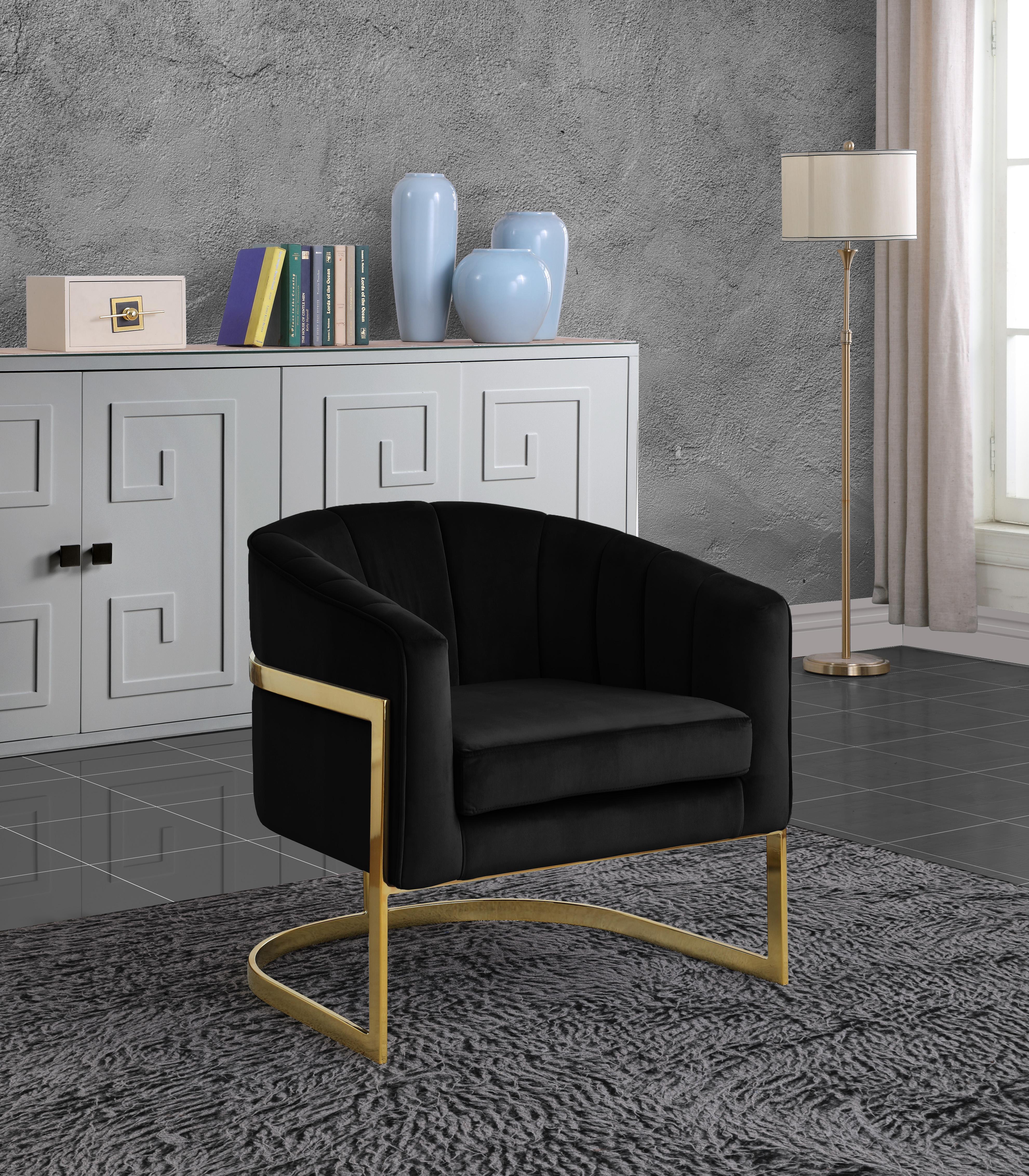 Carter Black Velvet Accent Chair - Luxury Home Furniture (MI)