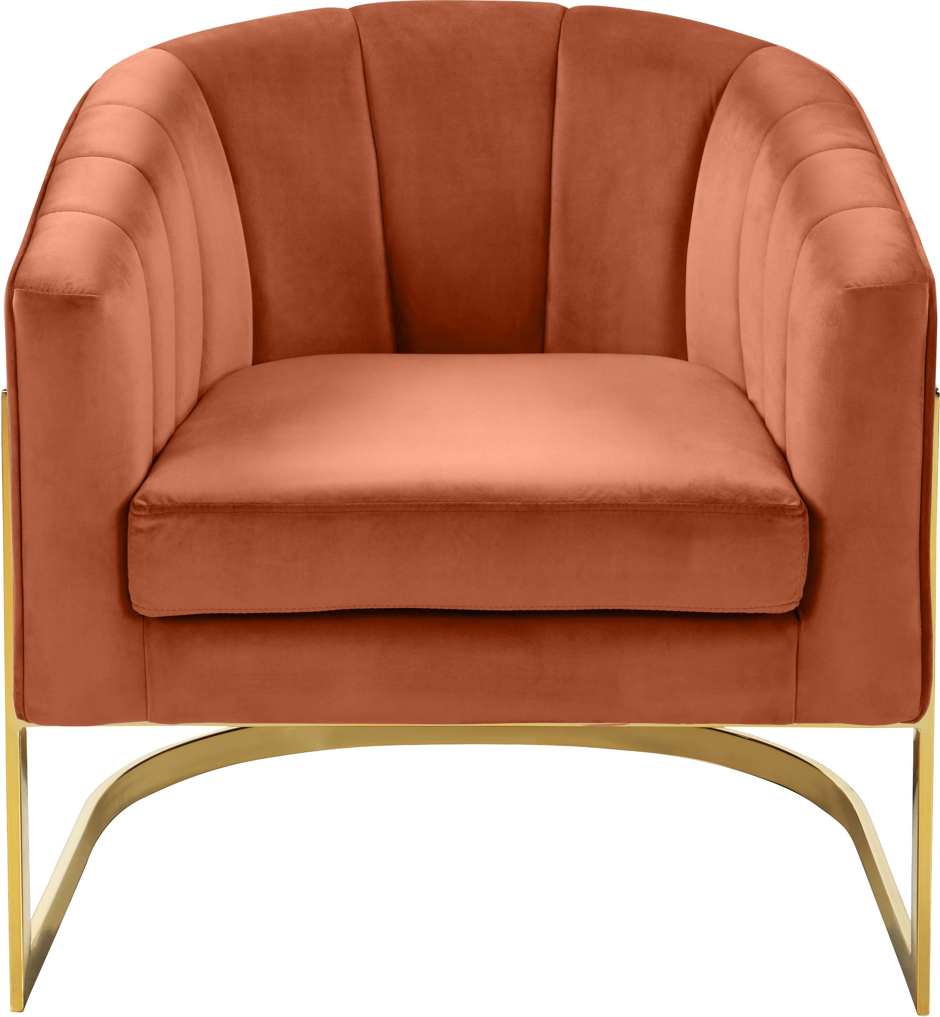 Carter Cognac Velvet Accent Chair - Luxury Home Furniture (MI)