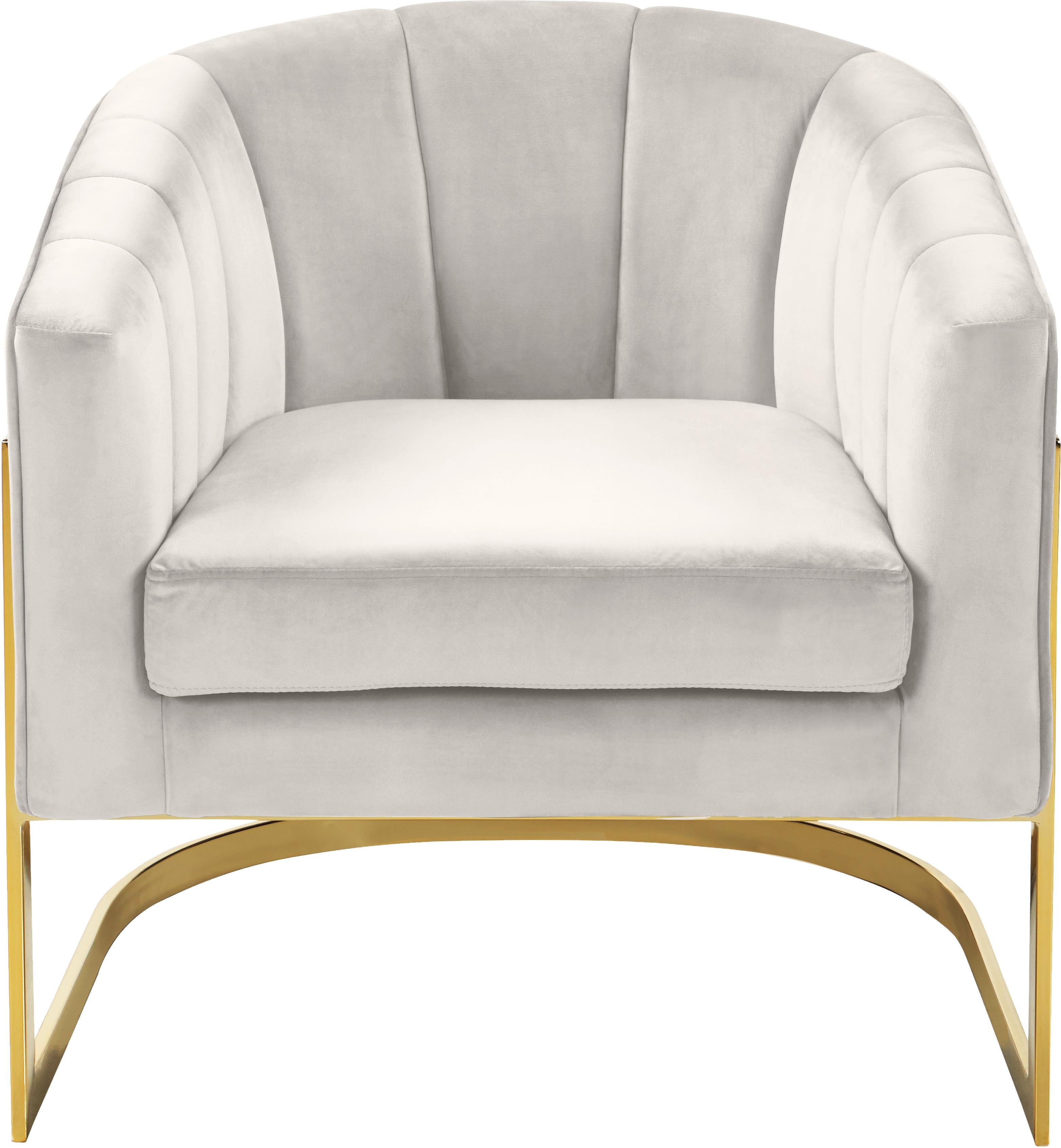 Carter Cream Velvet Accent Chair - Luxury Home Furniture (MI)
