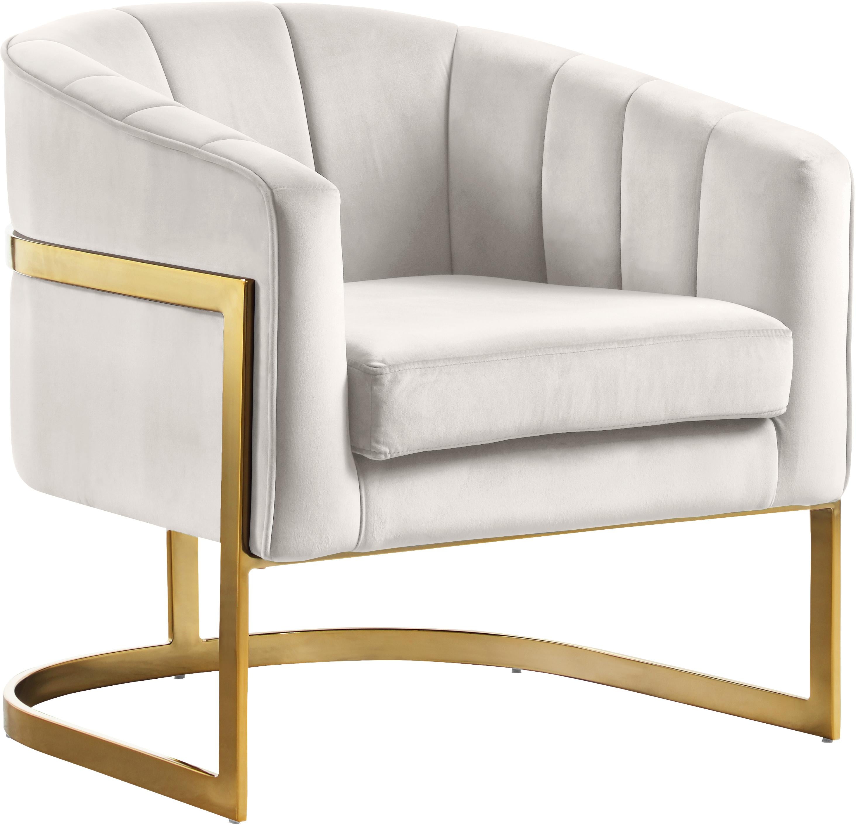 Carter Cream Velvet Accent Chair - Luxury Home Furniture (MI)