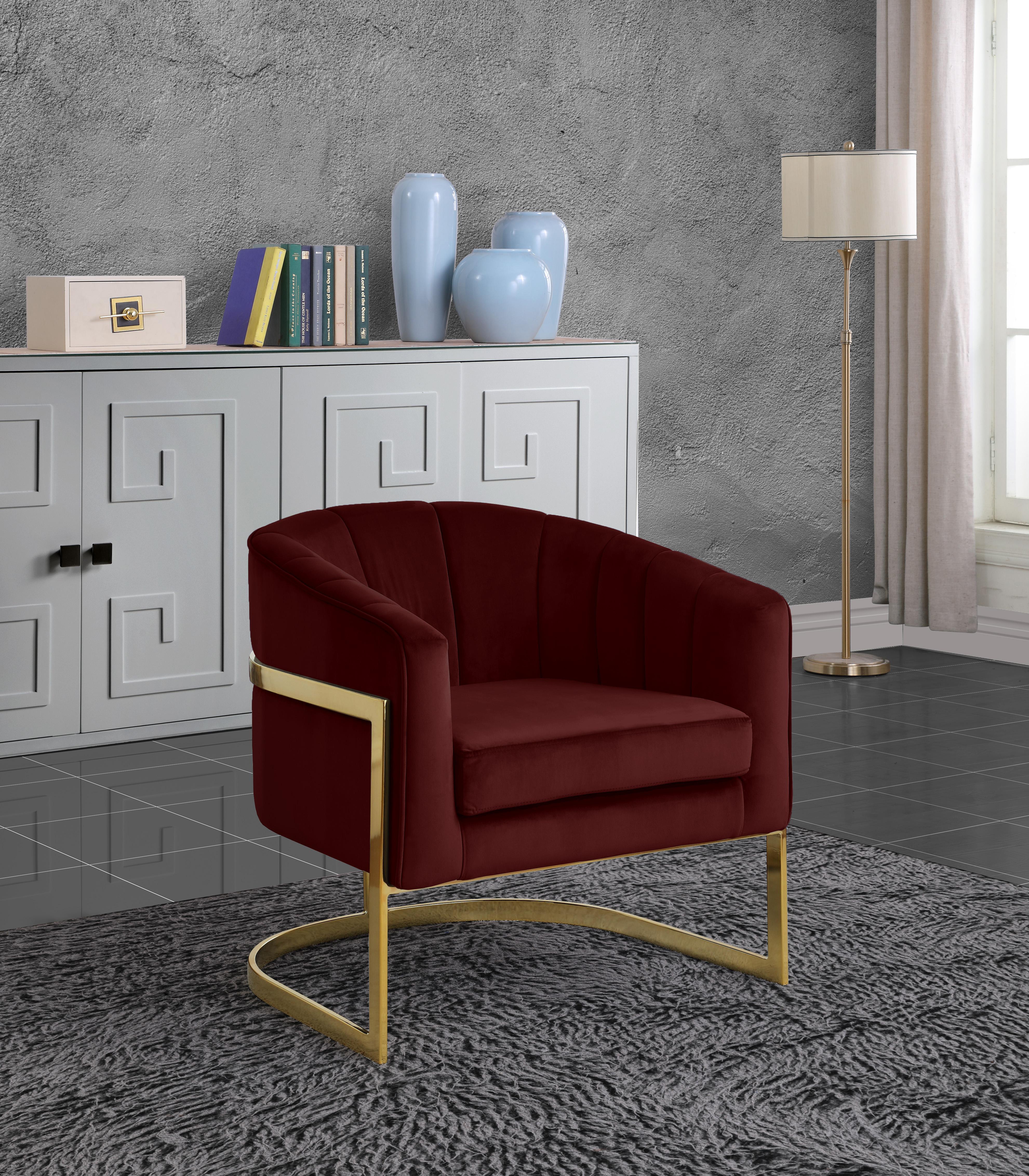 Carter Burgundy Velvet Accent Chair - Luxury Home Furniture (MI)
