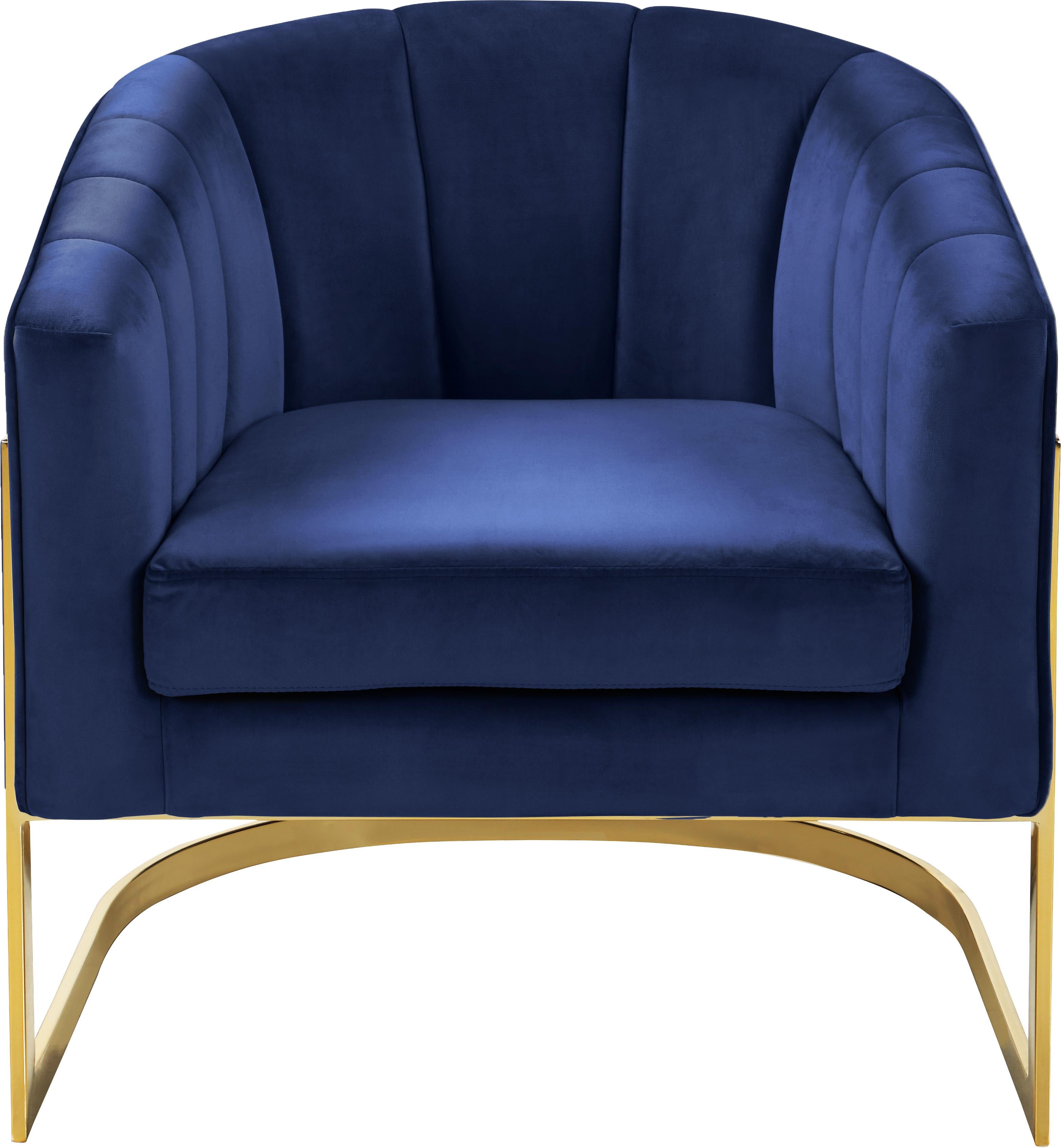 Carter Navy Velvet Accent Chair - Luxury Home Furniture (MI)