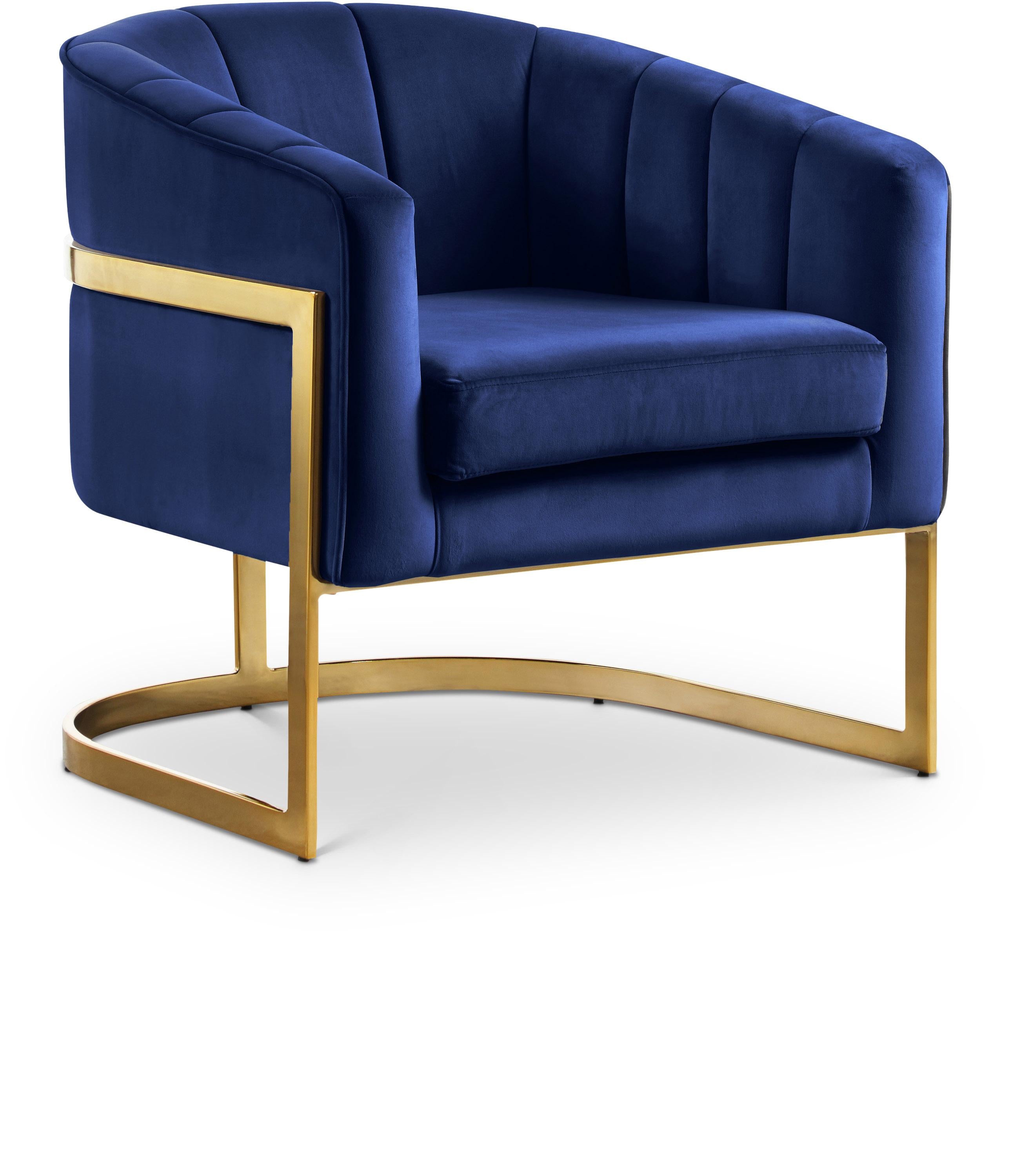 Carter Navy Velvet Accent Chair - Luxury Home Furniture (MI)