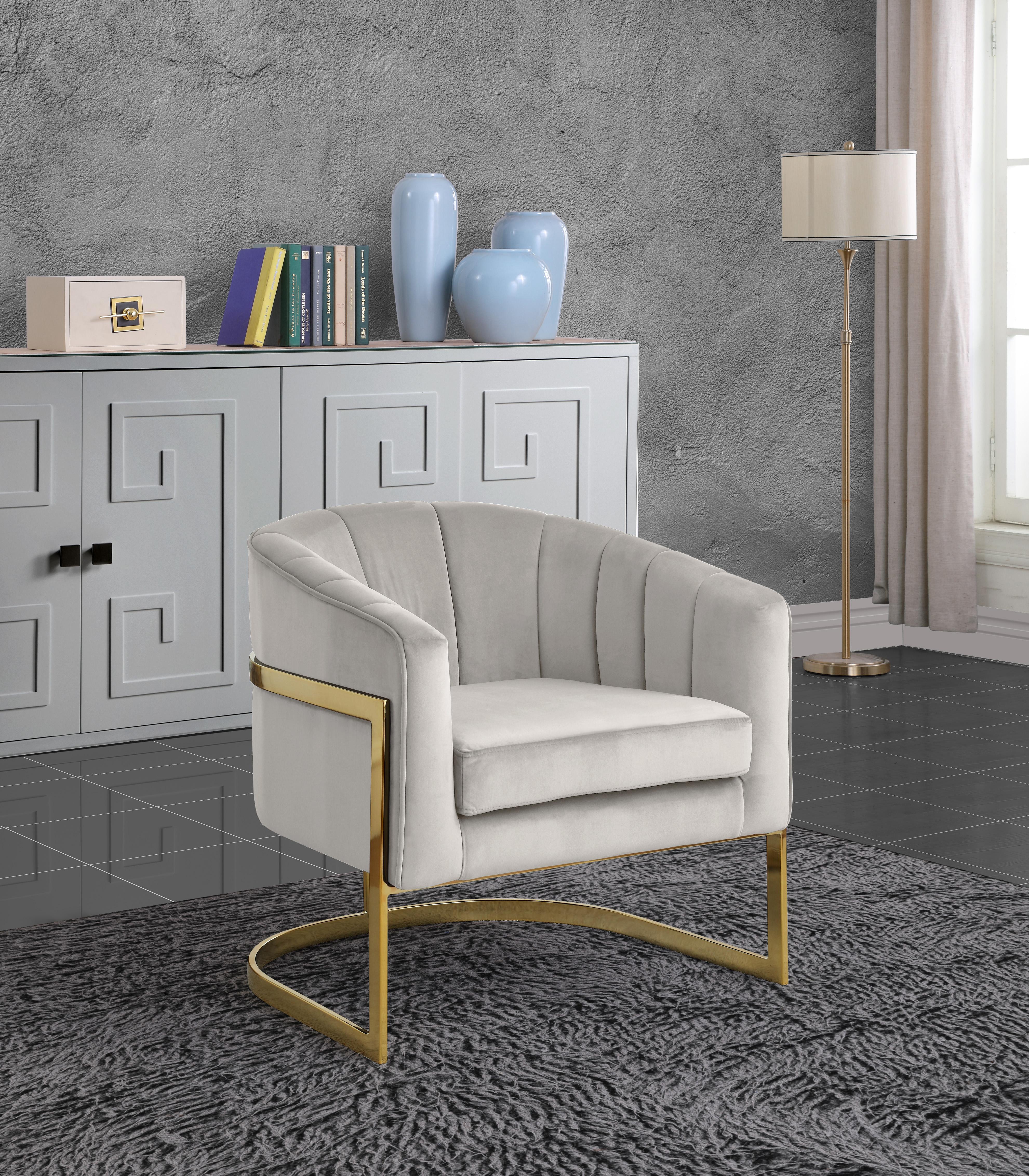 Carter Cream Velvet Accent Chair - Luxury Home Furniture (MI)