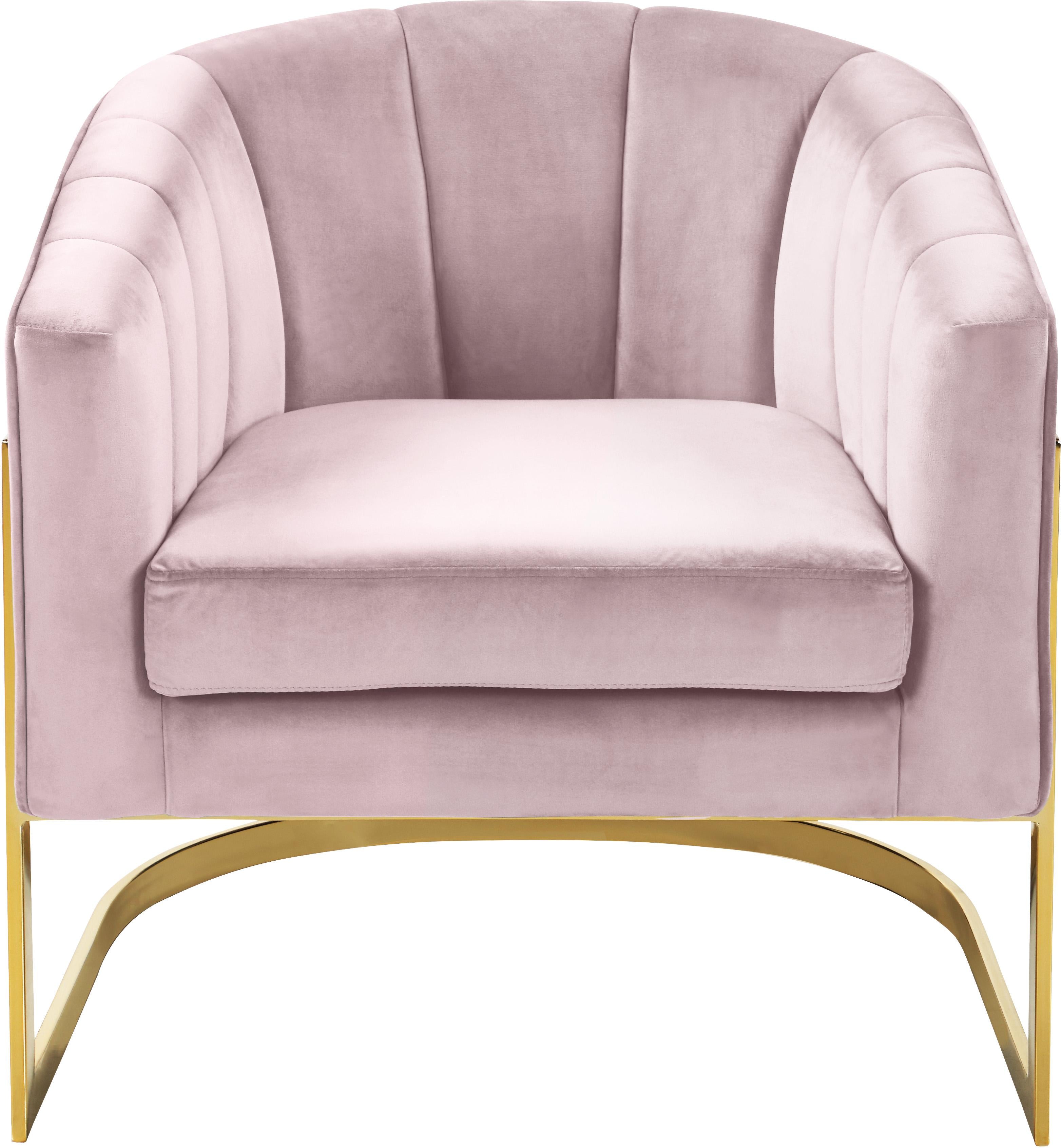 Carter Pink Velvet Accent Chair - Luxury Home Furniture (MI)