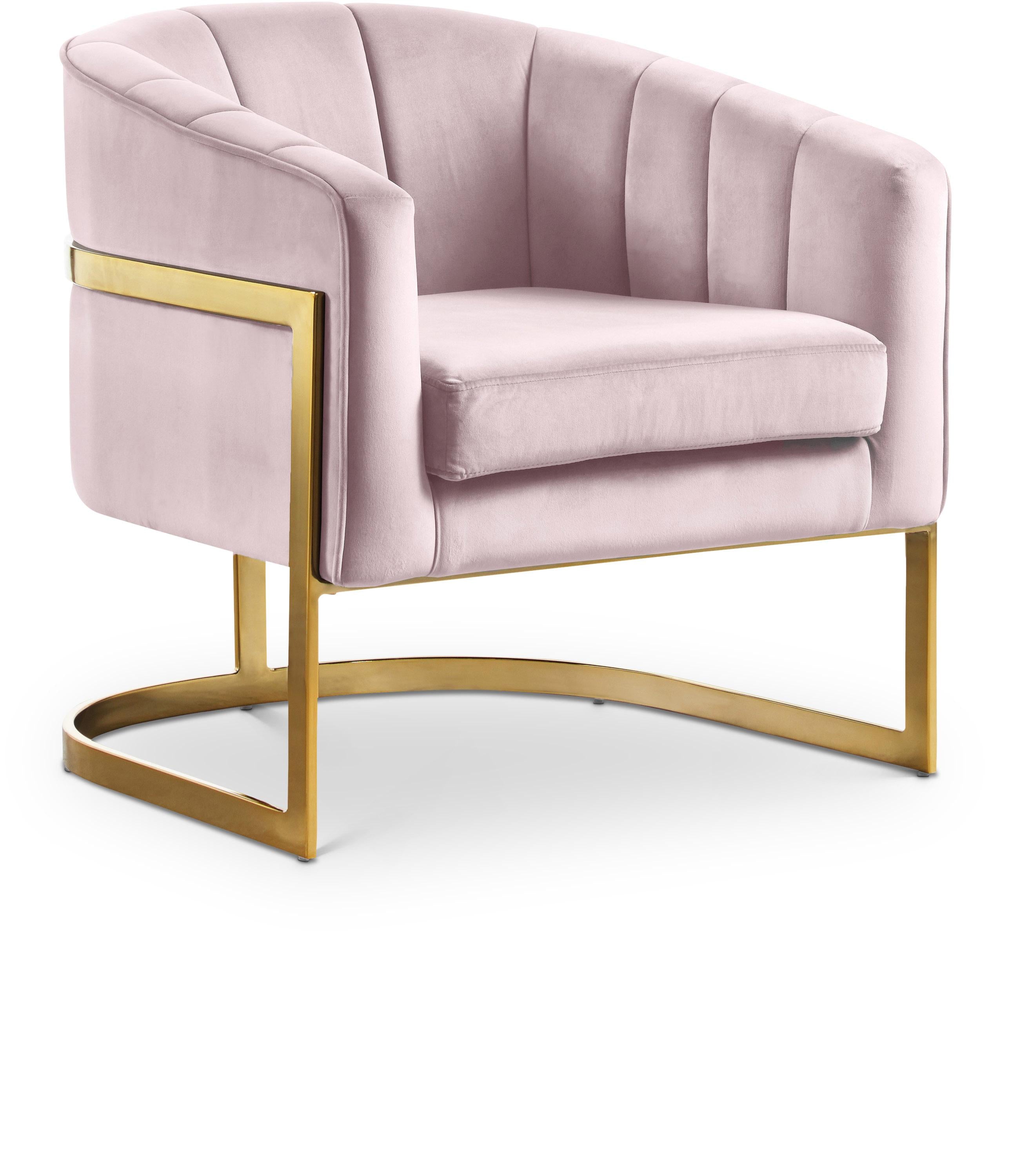Carter Pink Velvet Accent Chair - Luxury Home Furniture (MI)