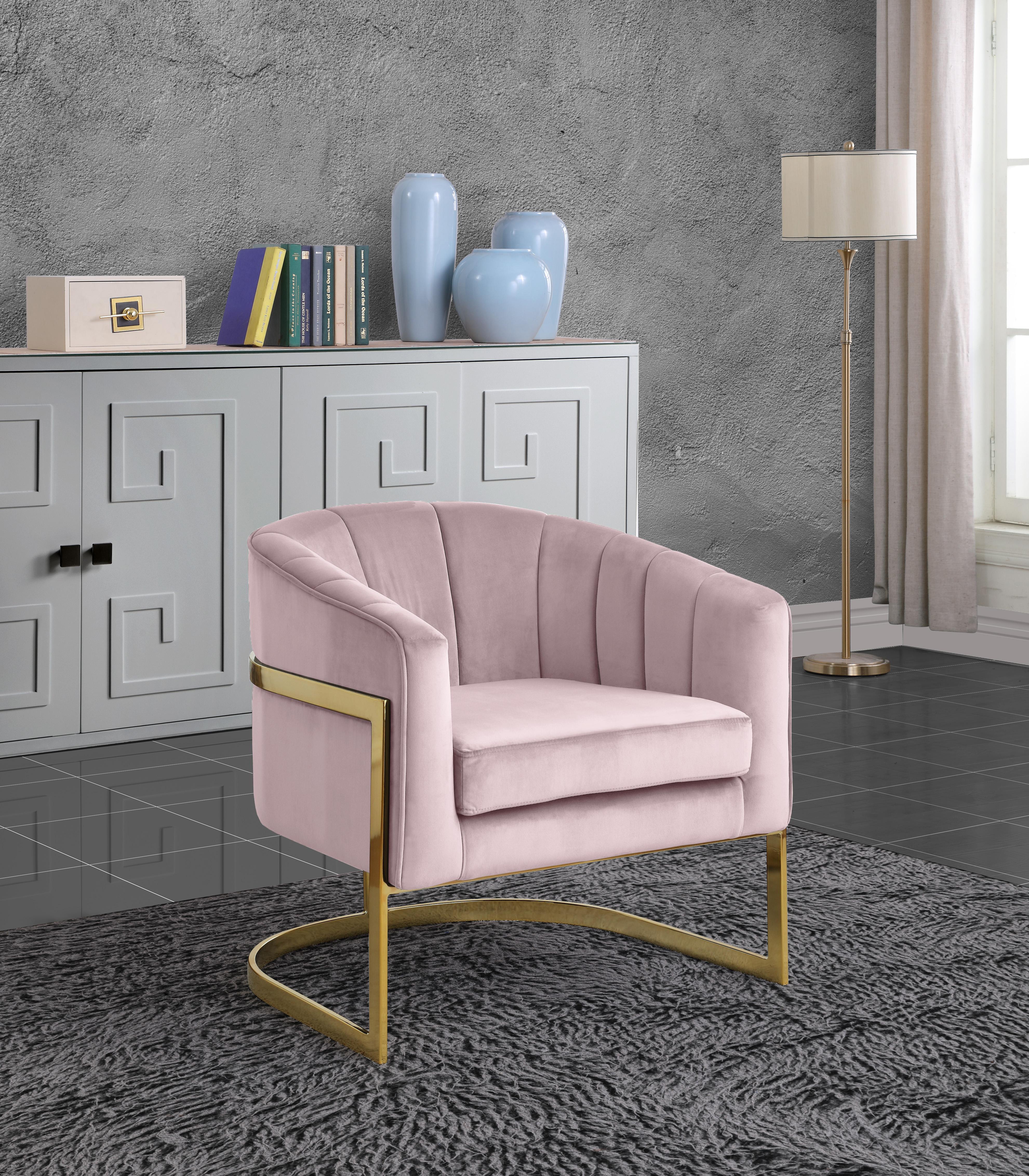 Carter Pink Velvet Accent Chair - Luxury Home Furniture (MI)