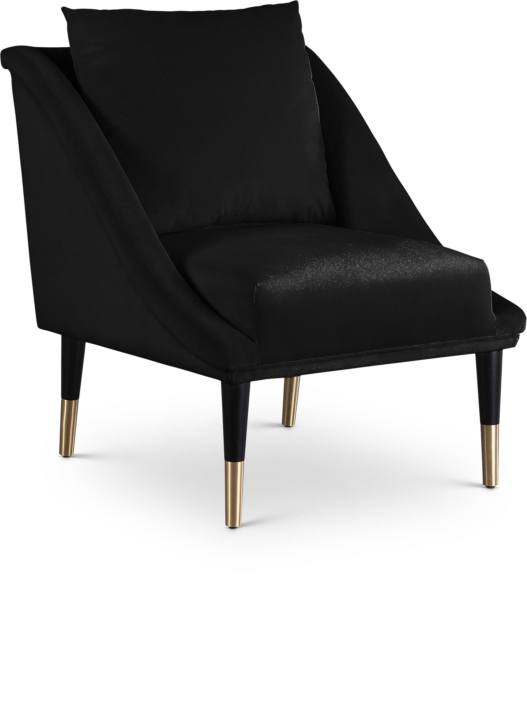 Elegante Black Velvet Accent Chair - Luxury Home Furniture (MI)