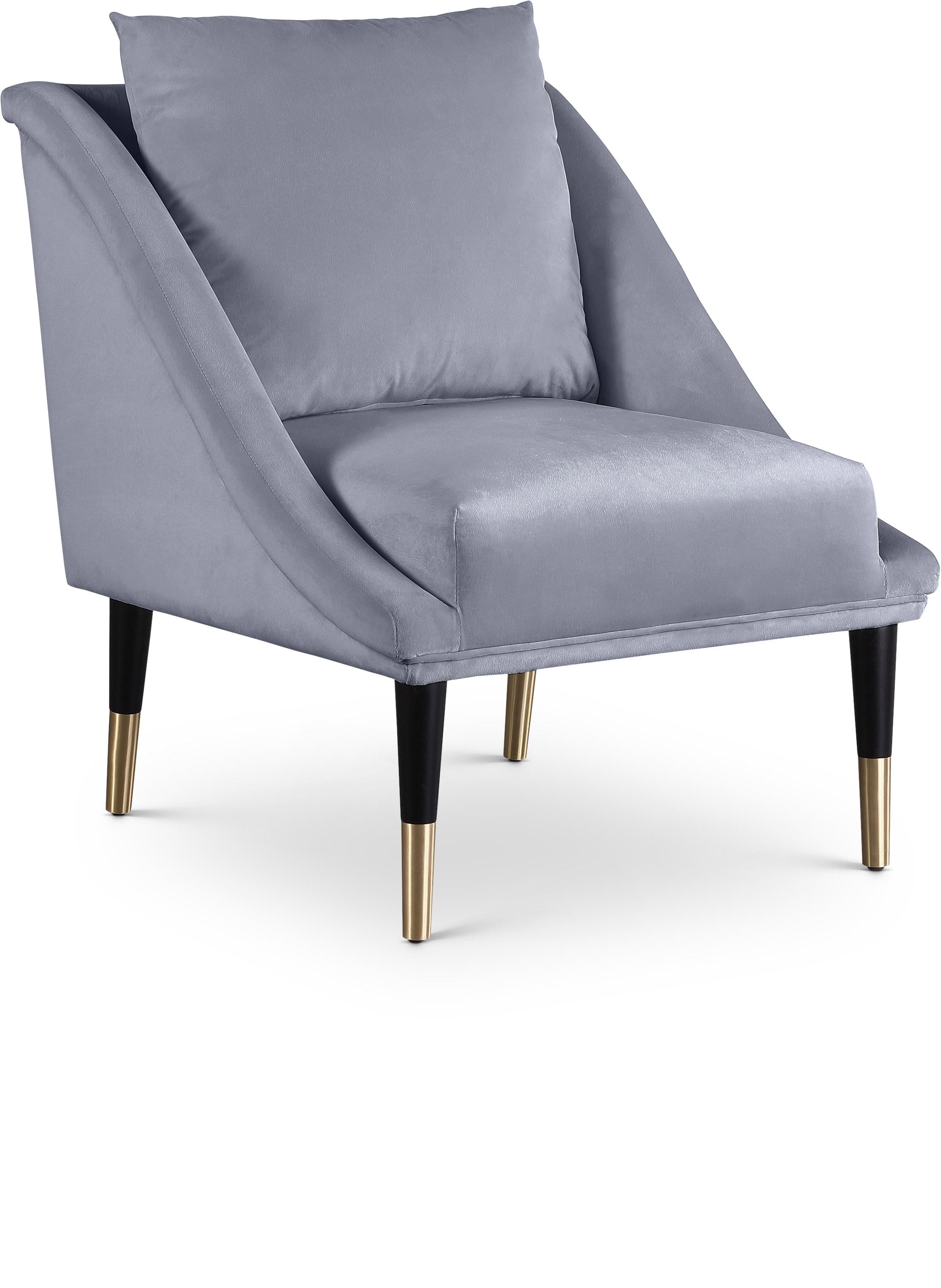 Elegante Grey Velvet Accent Chair - Luxury Home Furniture (MI)