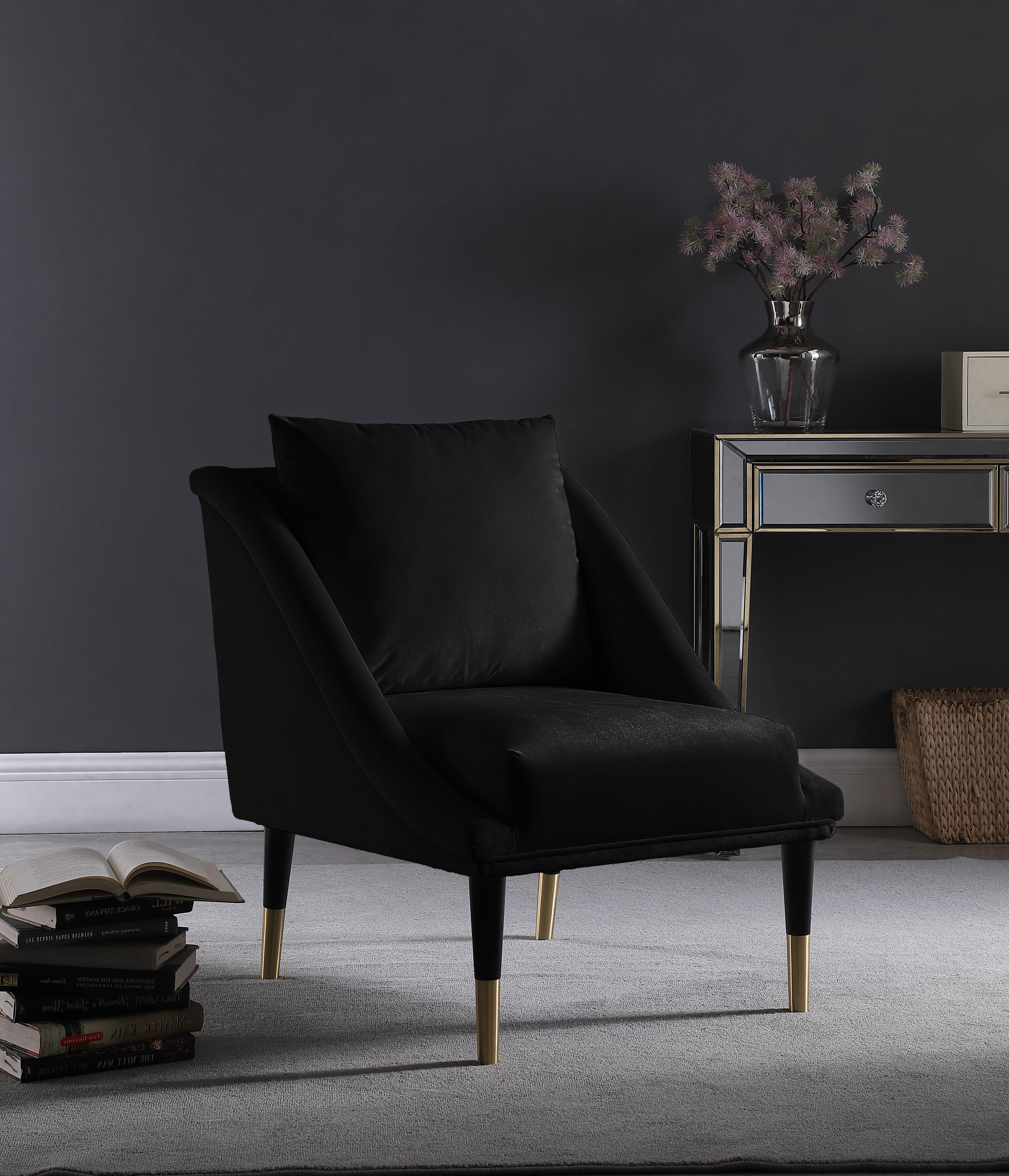 Elegante Black Velvet Accent Chair - Luxury Home Furniture (MI)