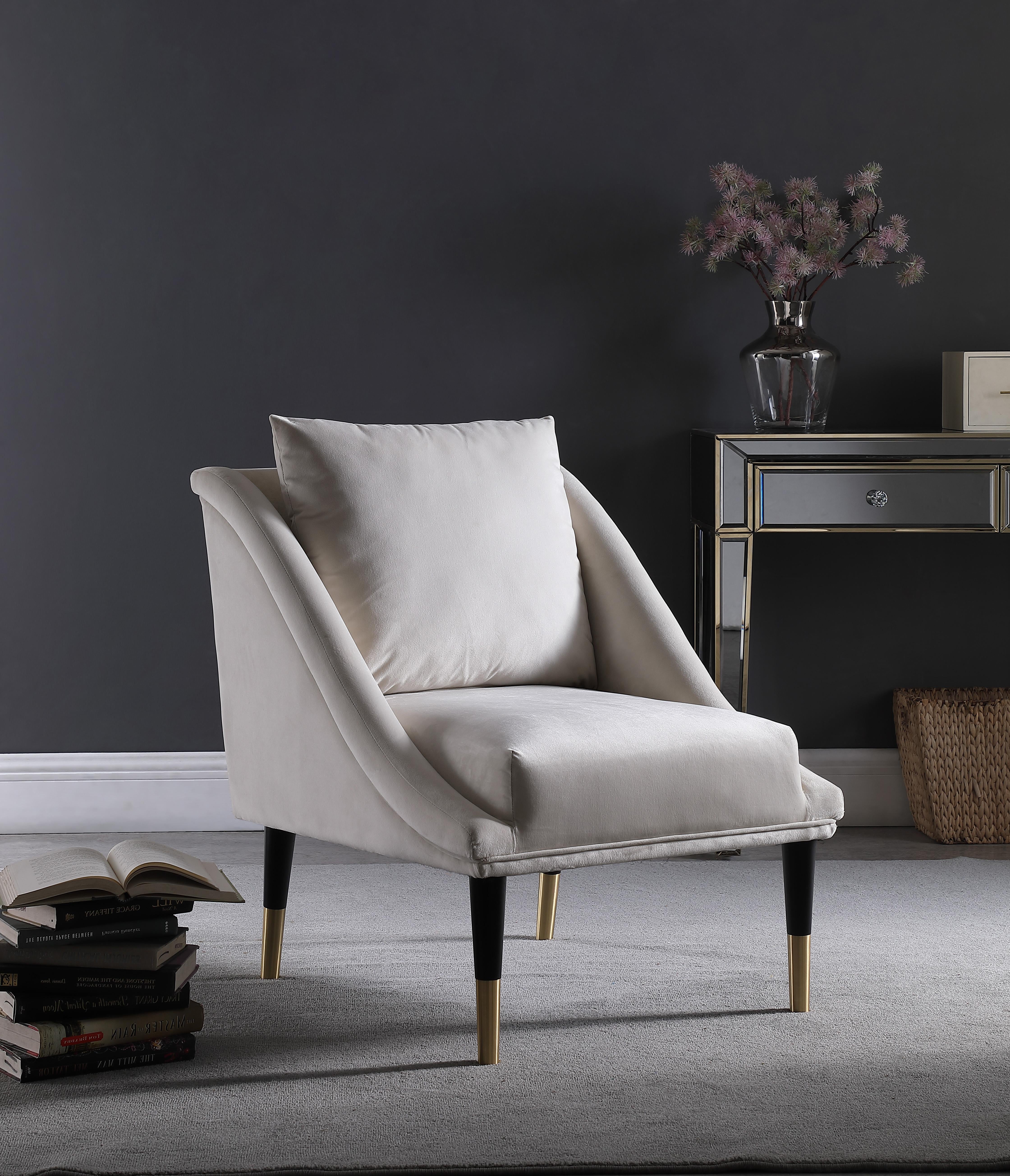 Elegante Cream Velvet Accent Chair - Luxury Home Furniture (MI)