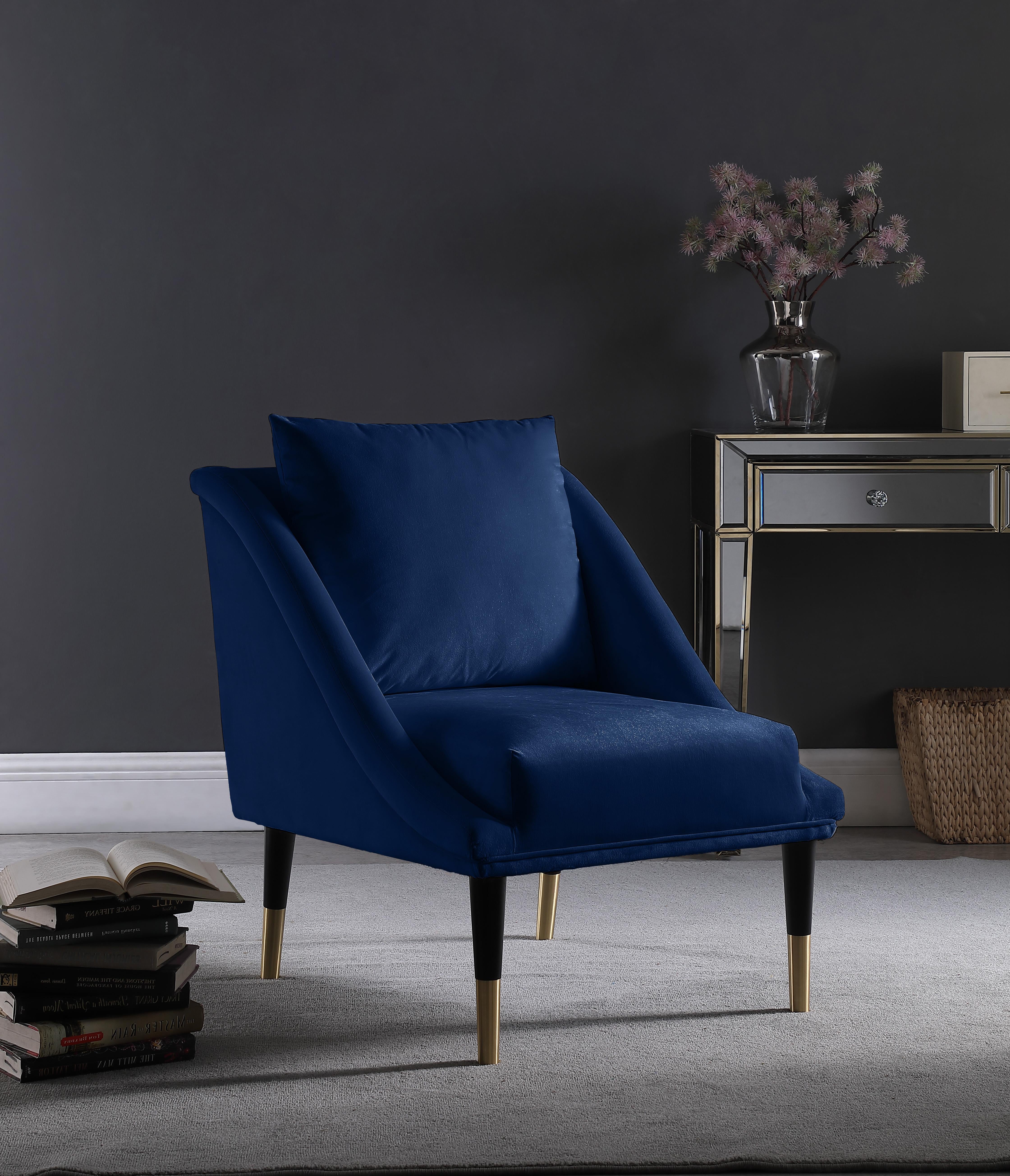 Elegante Navy Velvet Accent Chair - Luxury Home Furniture (MI)