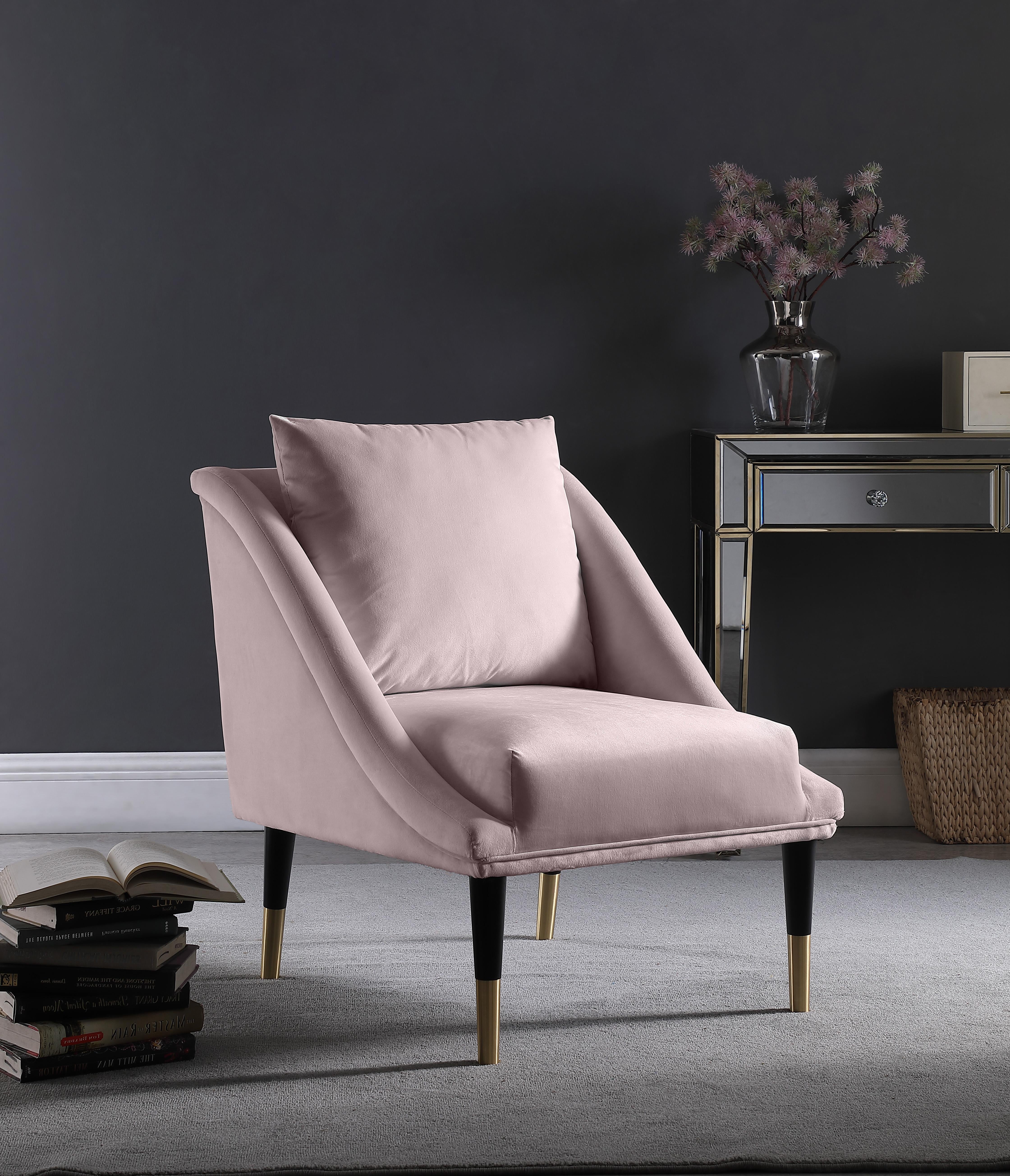 Elegante Pink Velvet Accent Chair - Luxury Home Furniture (MI)