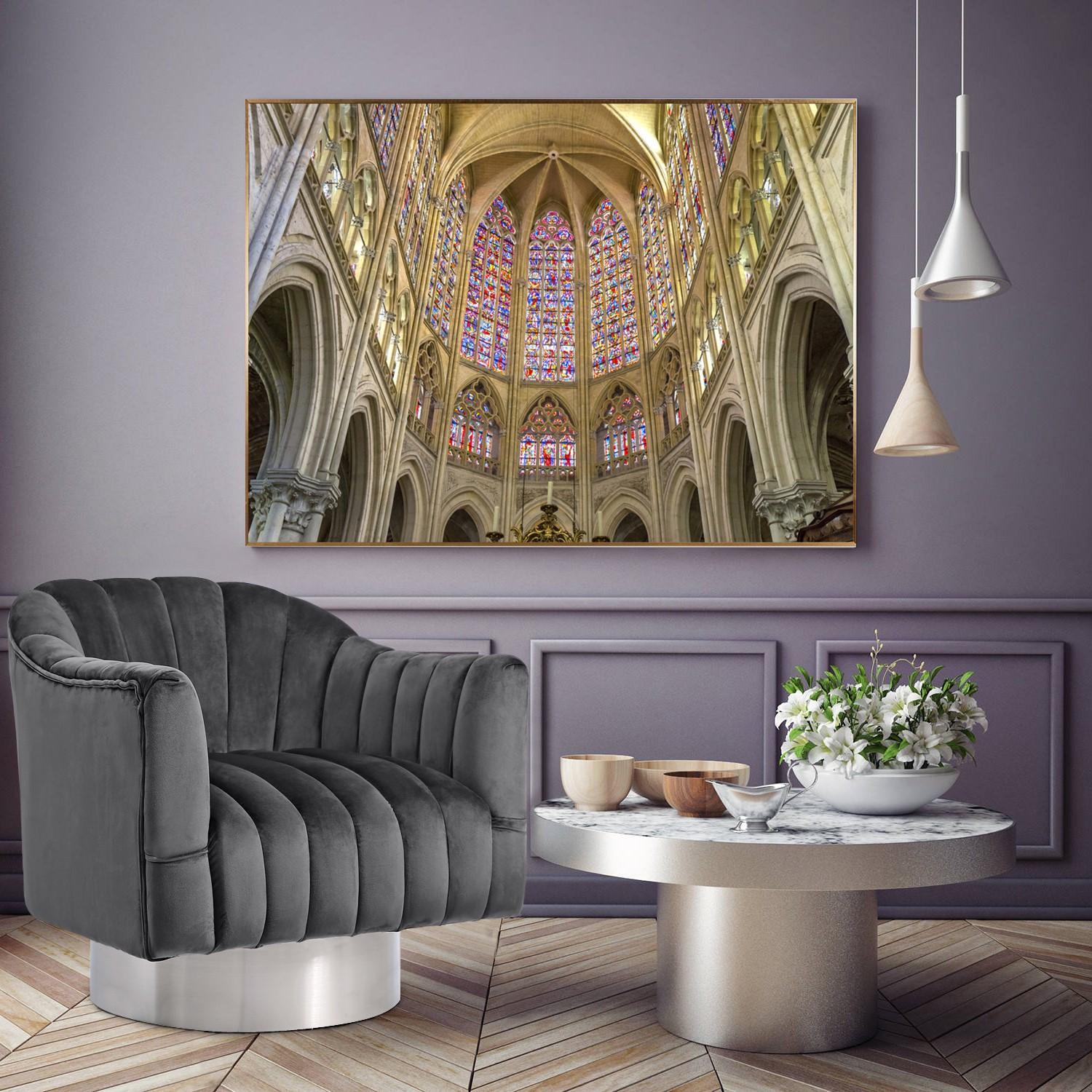 Farrah Grey Velvet Accent Chair - Luxury Home Furniture (MI)
