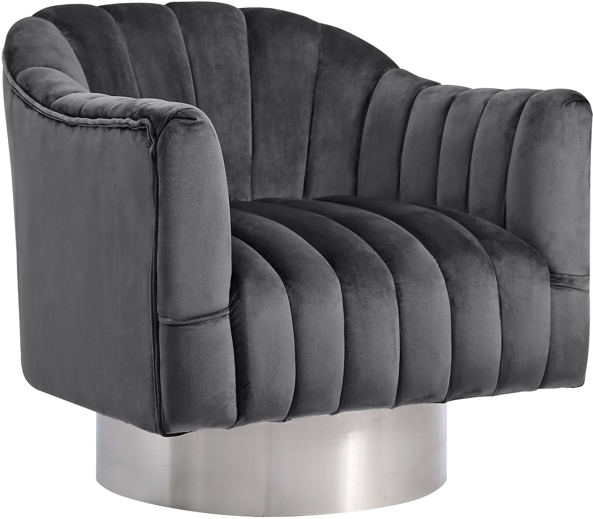 Farrah Grey Velvet Accent Chair - Luxury Home Furniture (MI)