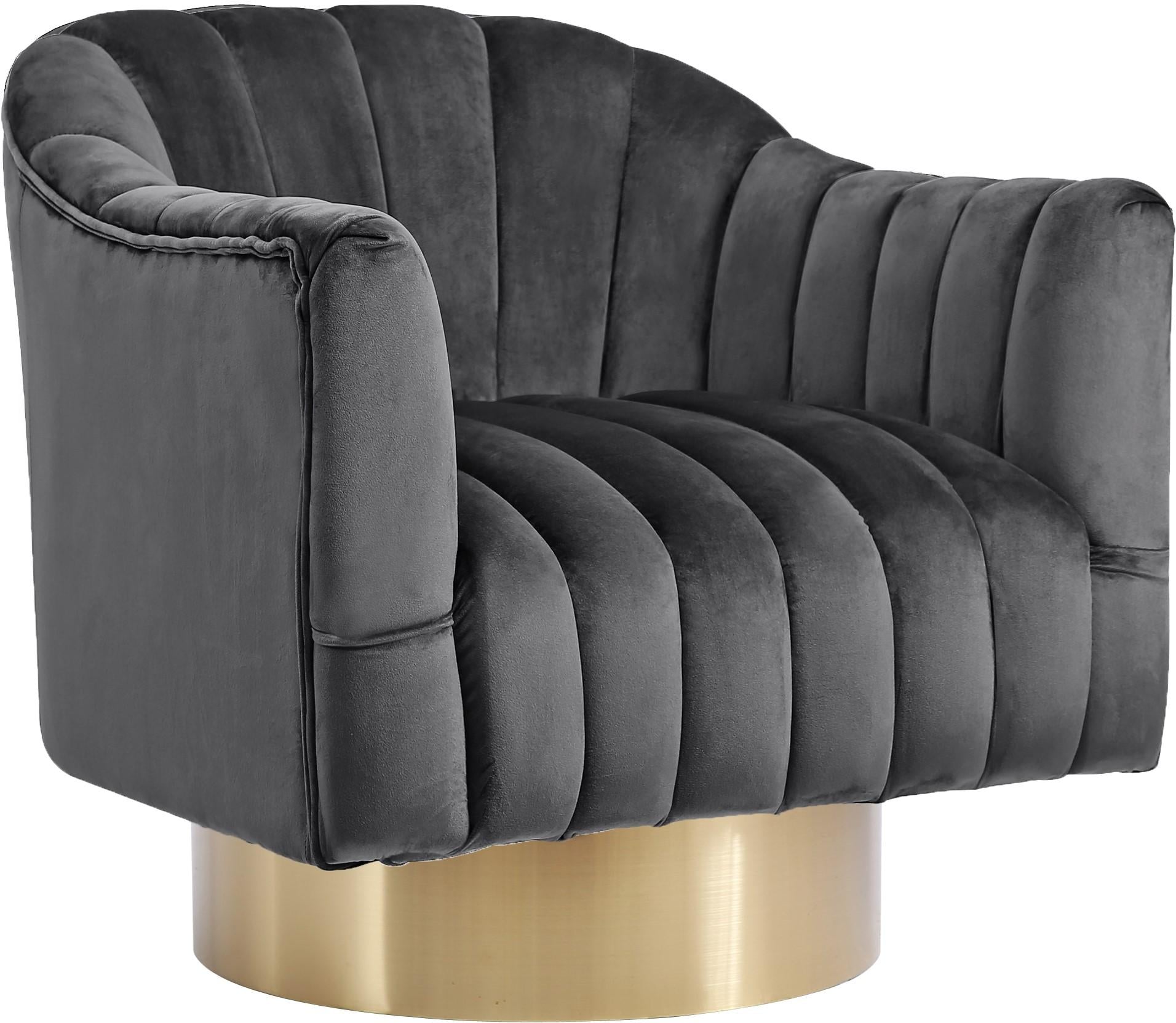 Farrah Grey Velvet Accent Chair - Luxury Home Furniture (MI)