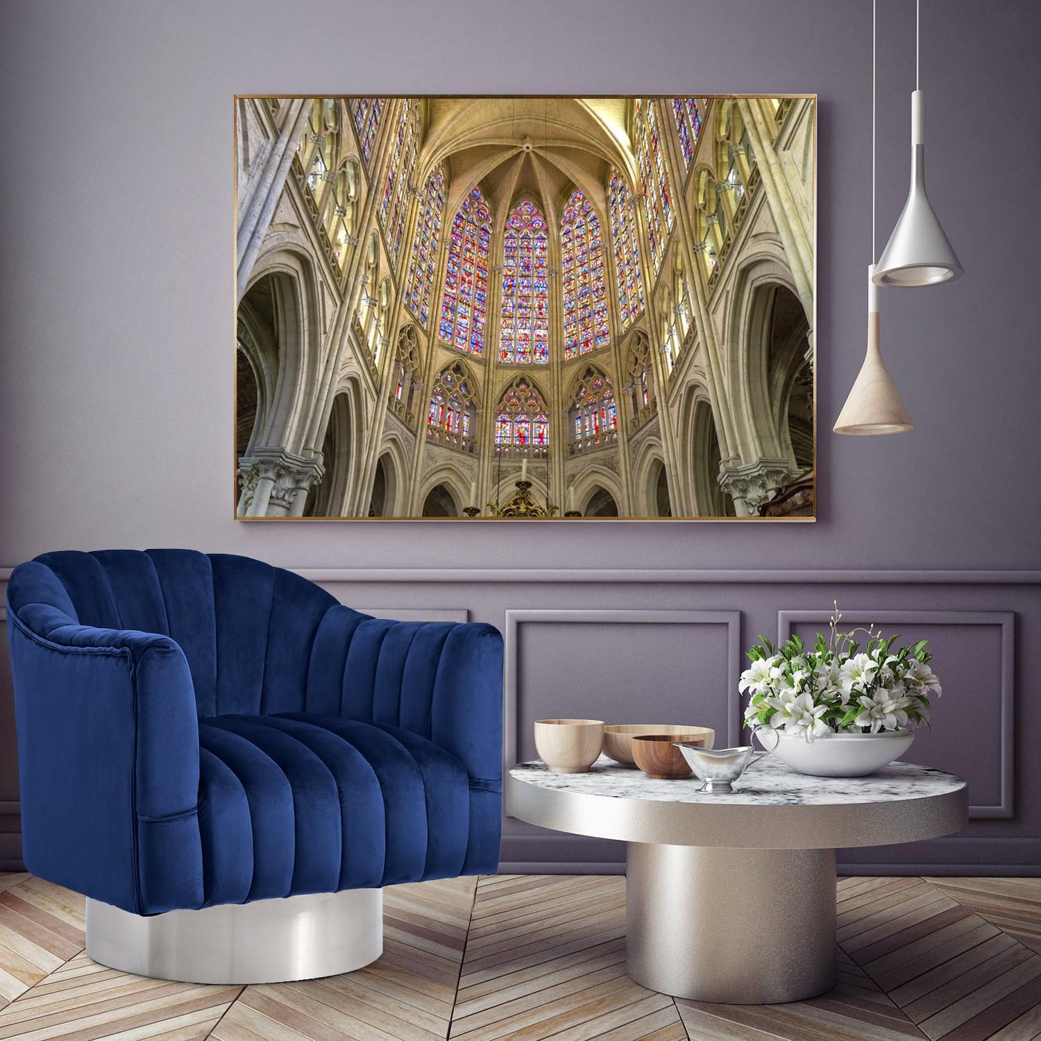 Farrah Navy Velvet Accent Chair - Luxury Home Furniture (MI)