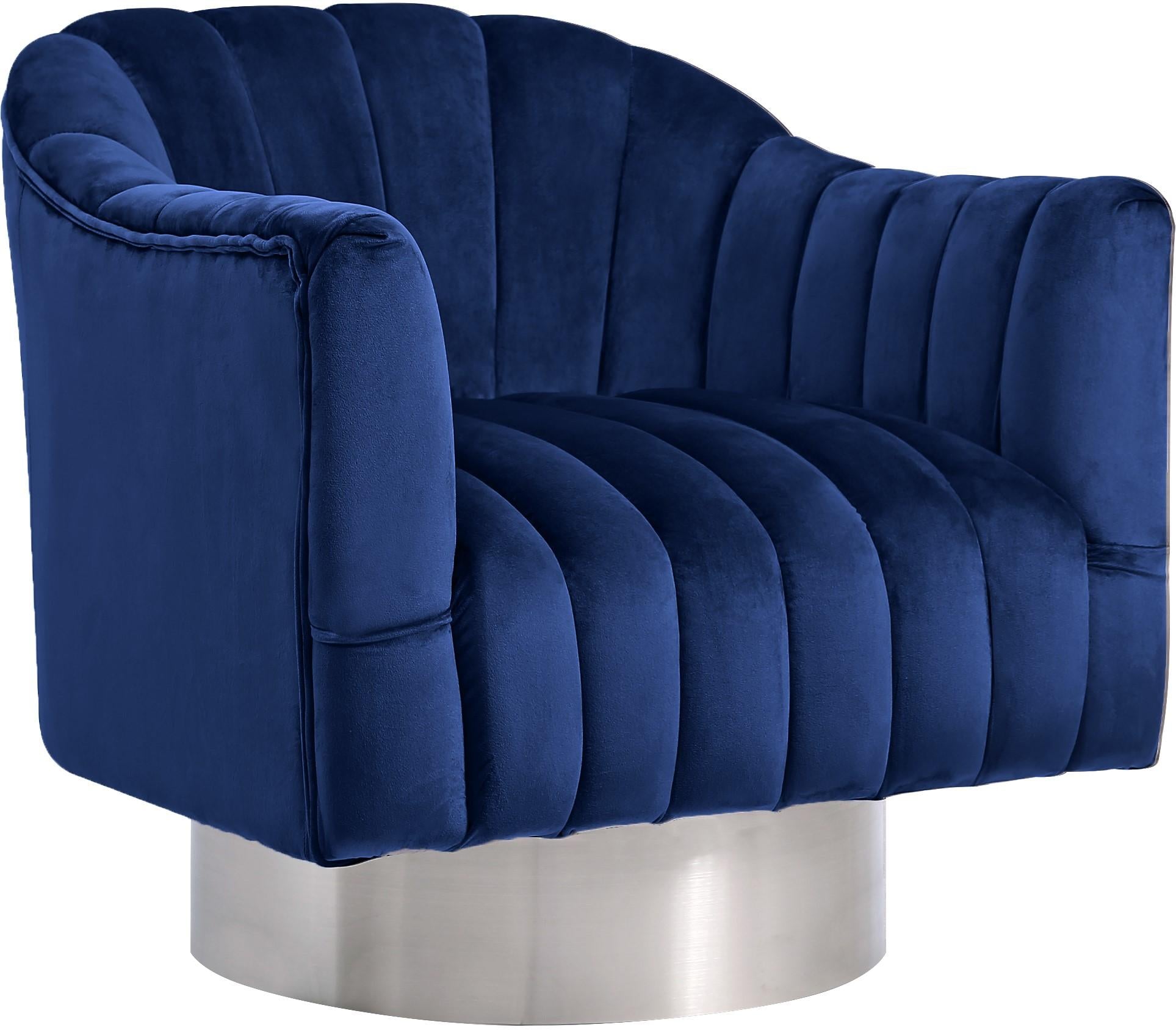 Farrah Navy Velvet Accent Chair - Luxury Home Furniture (MI)