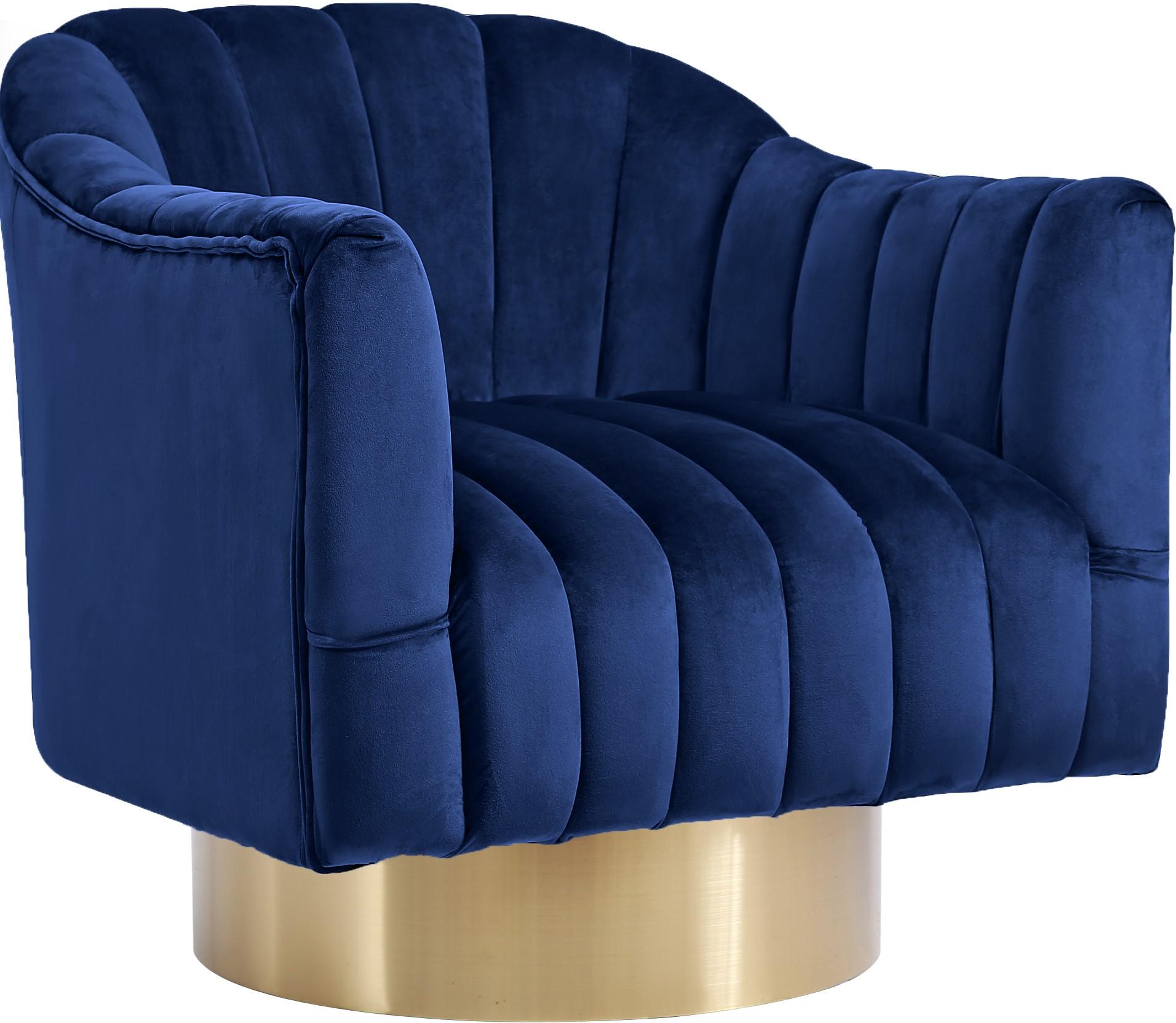 Farrah Navy Velvet Accent Chair - Luxury Home Furniture (MI)