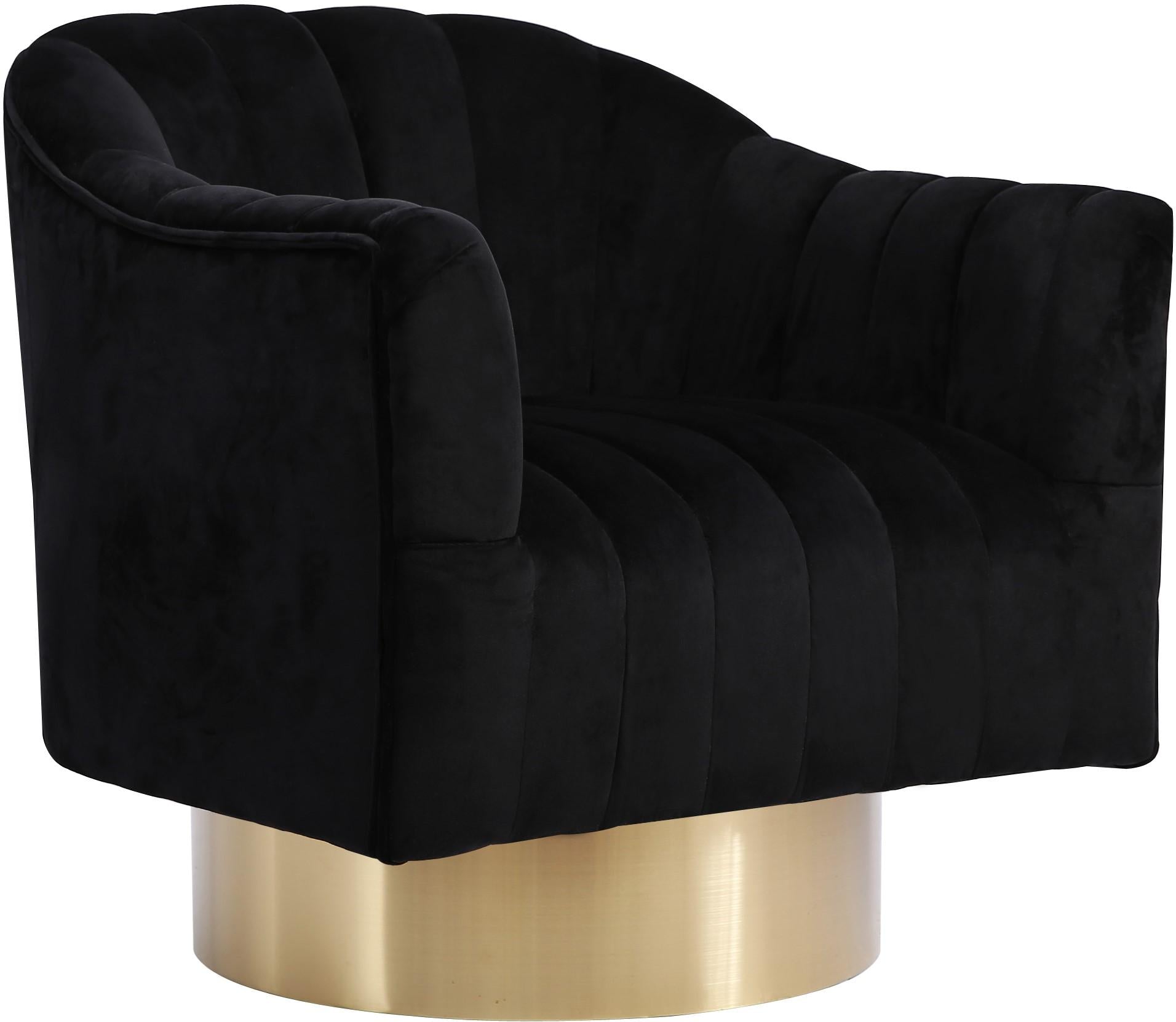 Farrah Black Velvet Accent Chair - Luxury Home Furniture (MI)