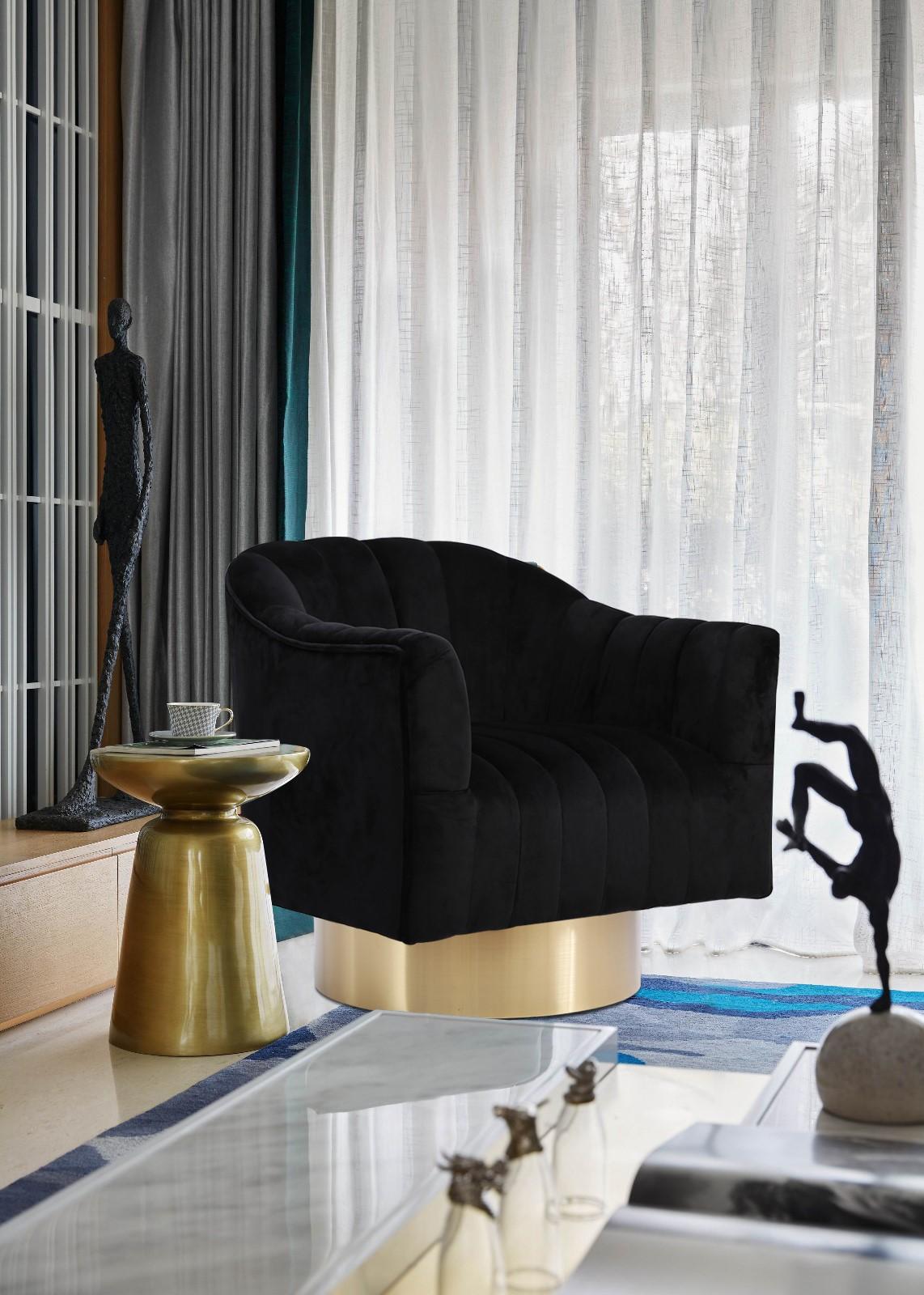 Farrah Black Velvet Accent Chair - Luxury Home Furniture (MI)