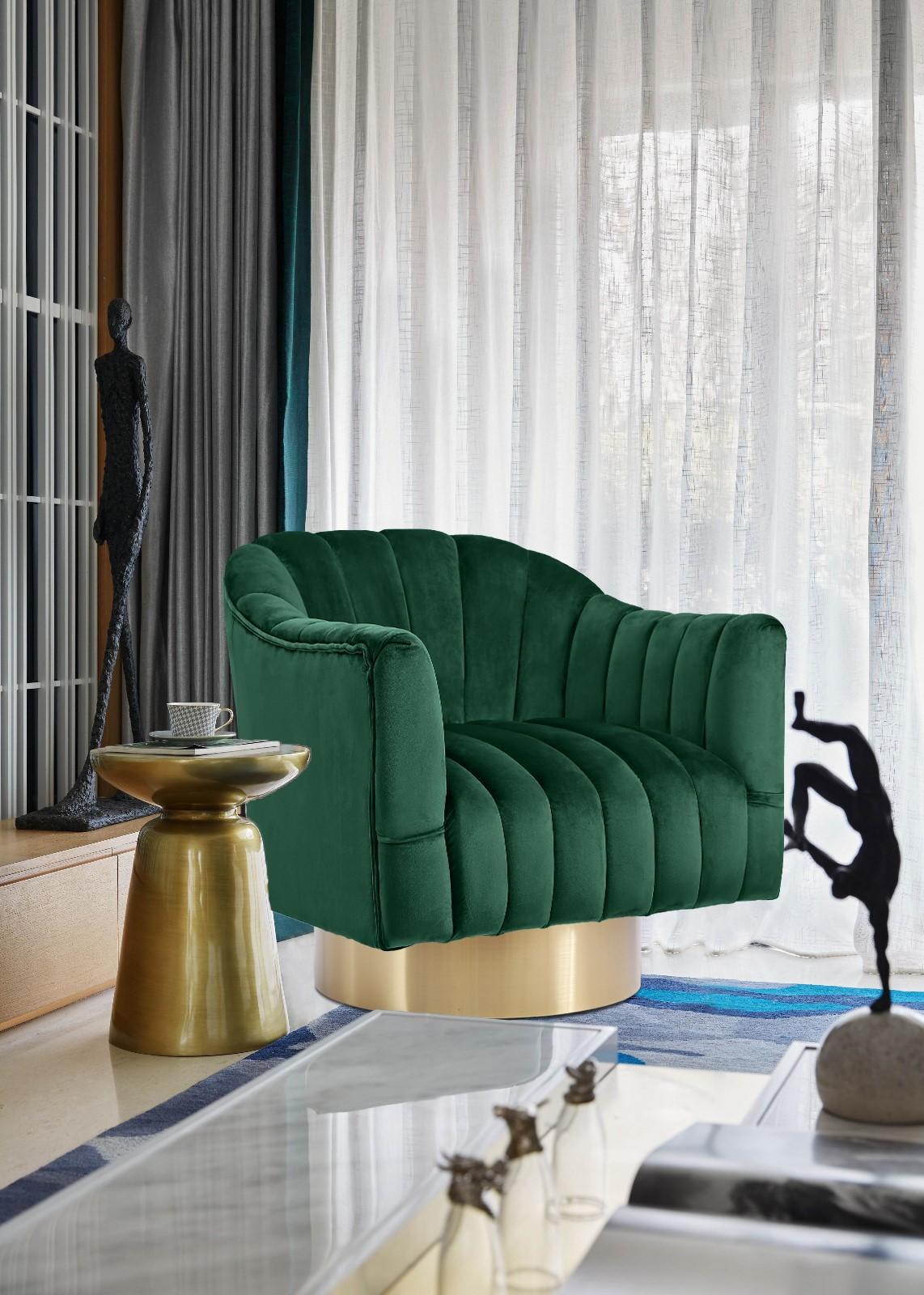 Farrah Green Velvet Accent Chair - Luxury Home Furniture (MI)