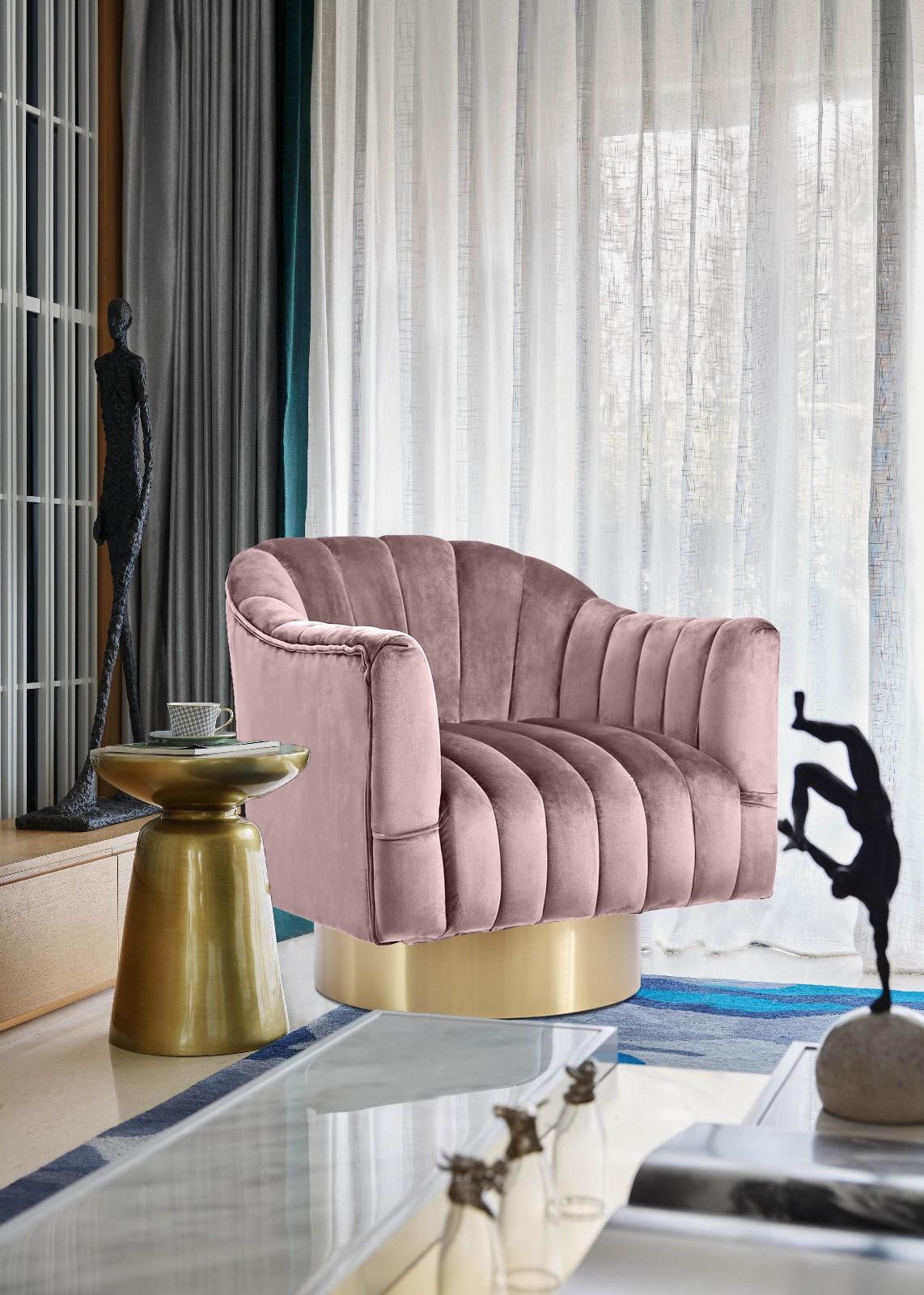 Farrah Pink Velvet Accent Chair - Luxury Home Furniture (MI)