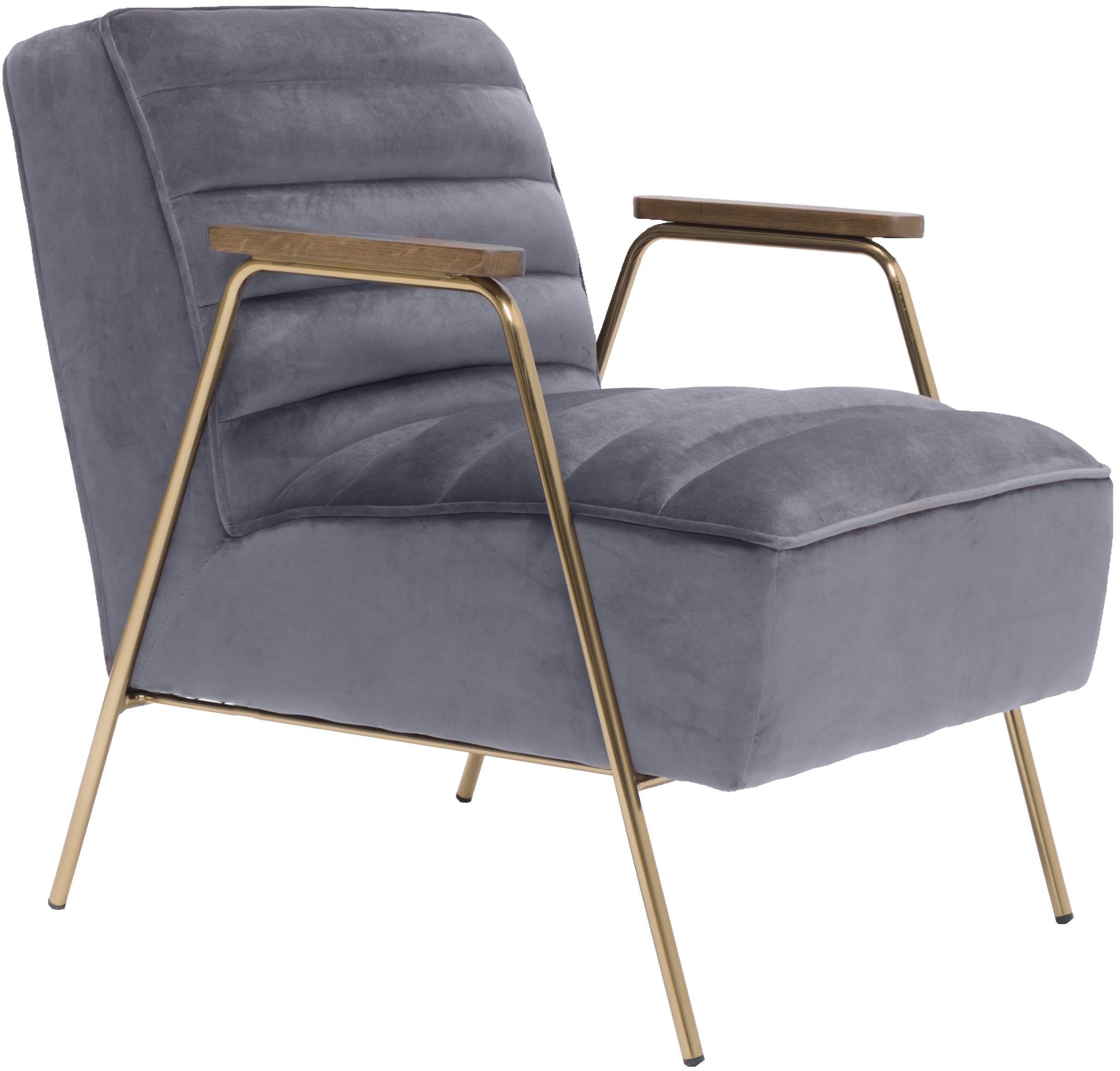 Woodford Grey Velvet Accent Chair - Luxury Home Furniture (MI)