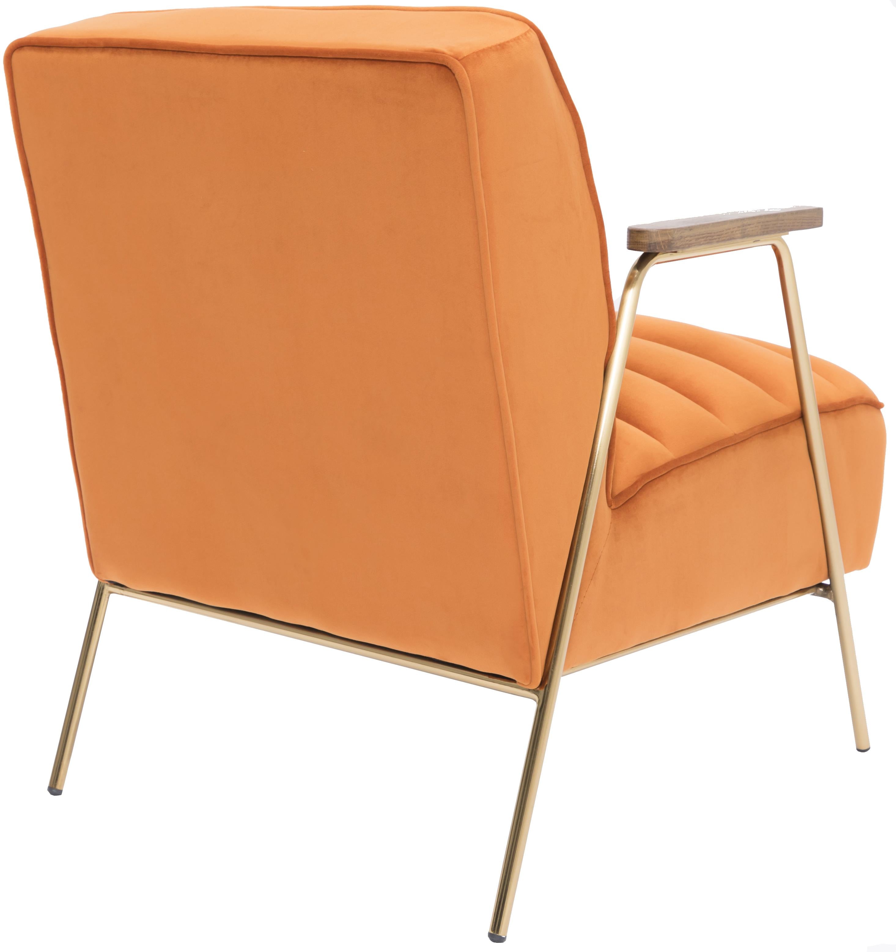 Woodford Orange Velvet Accent Chair - Luxury Home Furniture (MI)
