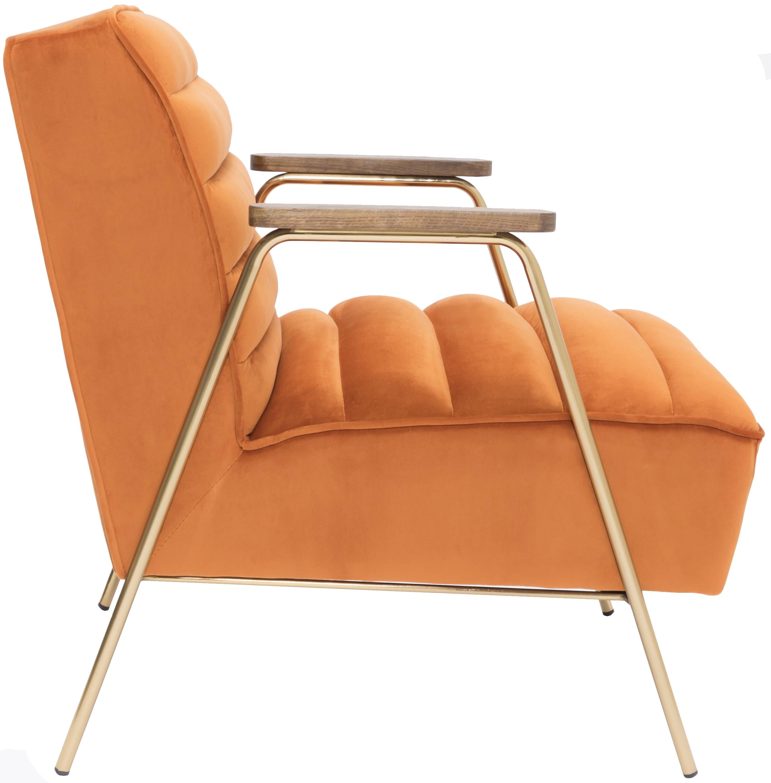 Woodford Orange Velvet Accent Chair - Luxury Home Furniture (MI)