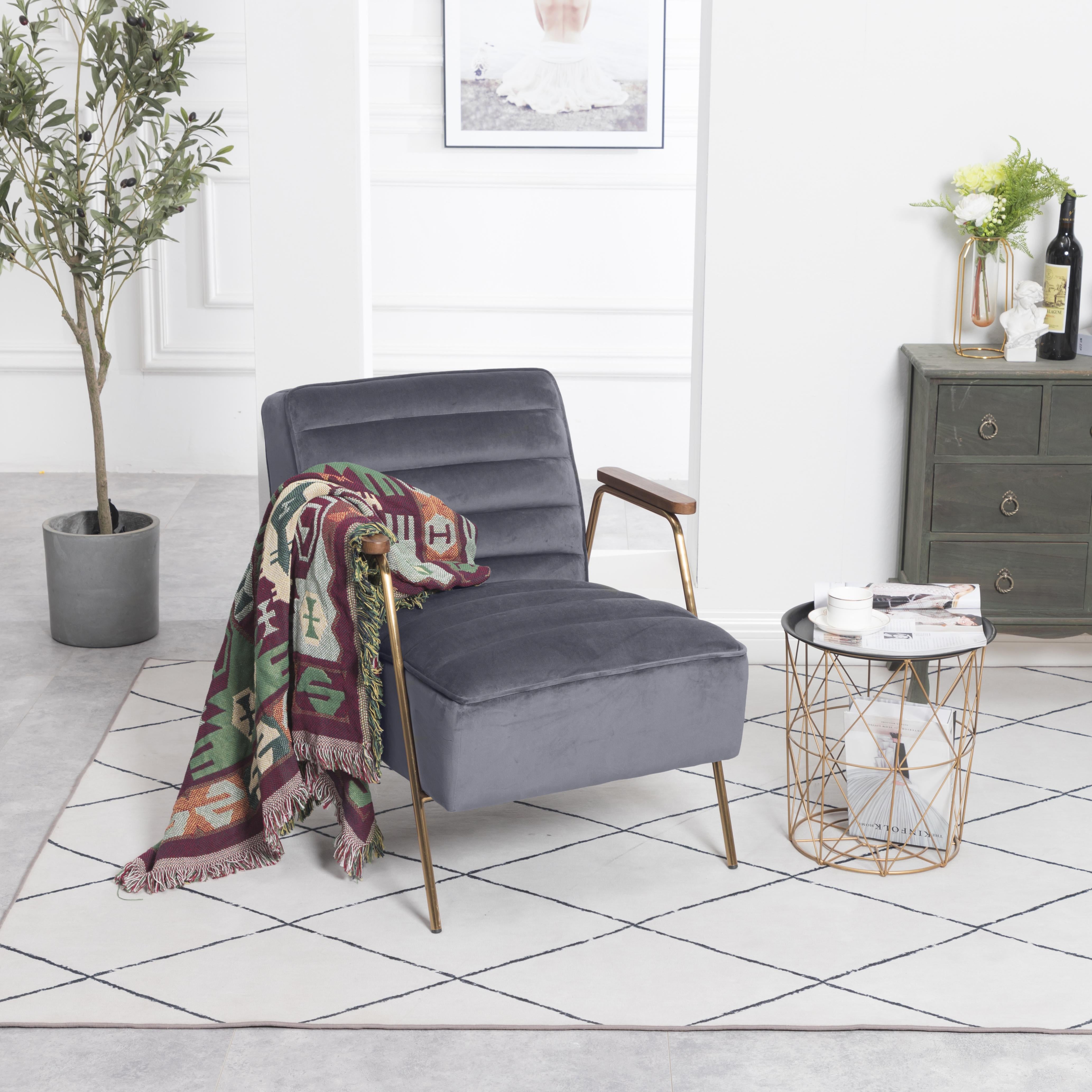 Woodford Grey Velvet Accent Chair - Luxury Home Furniture (MI)