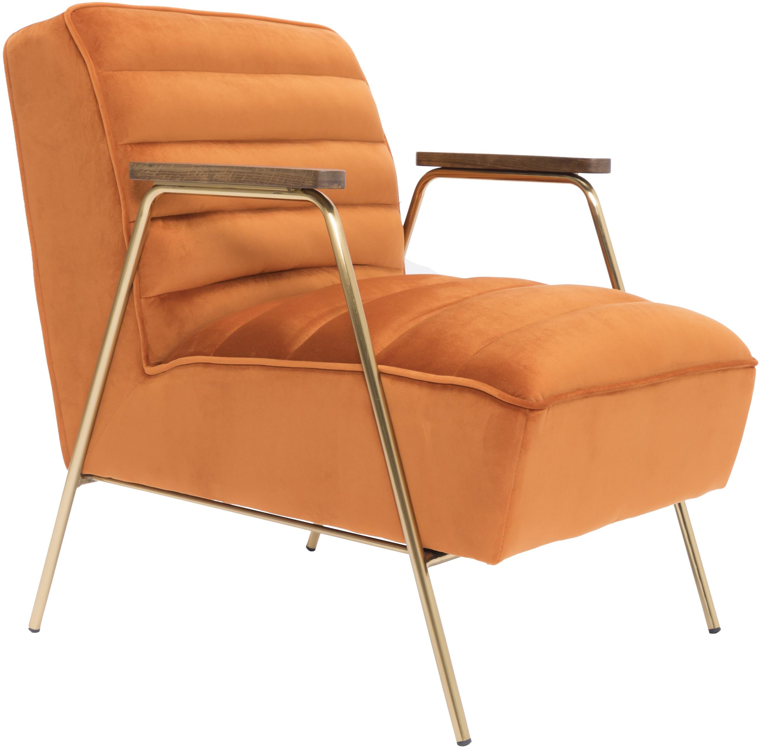 Woodford Orange Velvet Accent Chair - Luxury Home Furniture (MI)