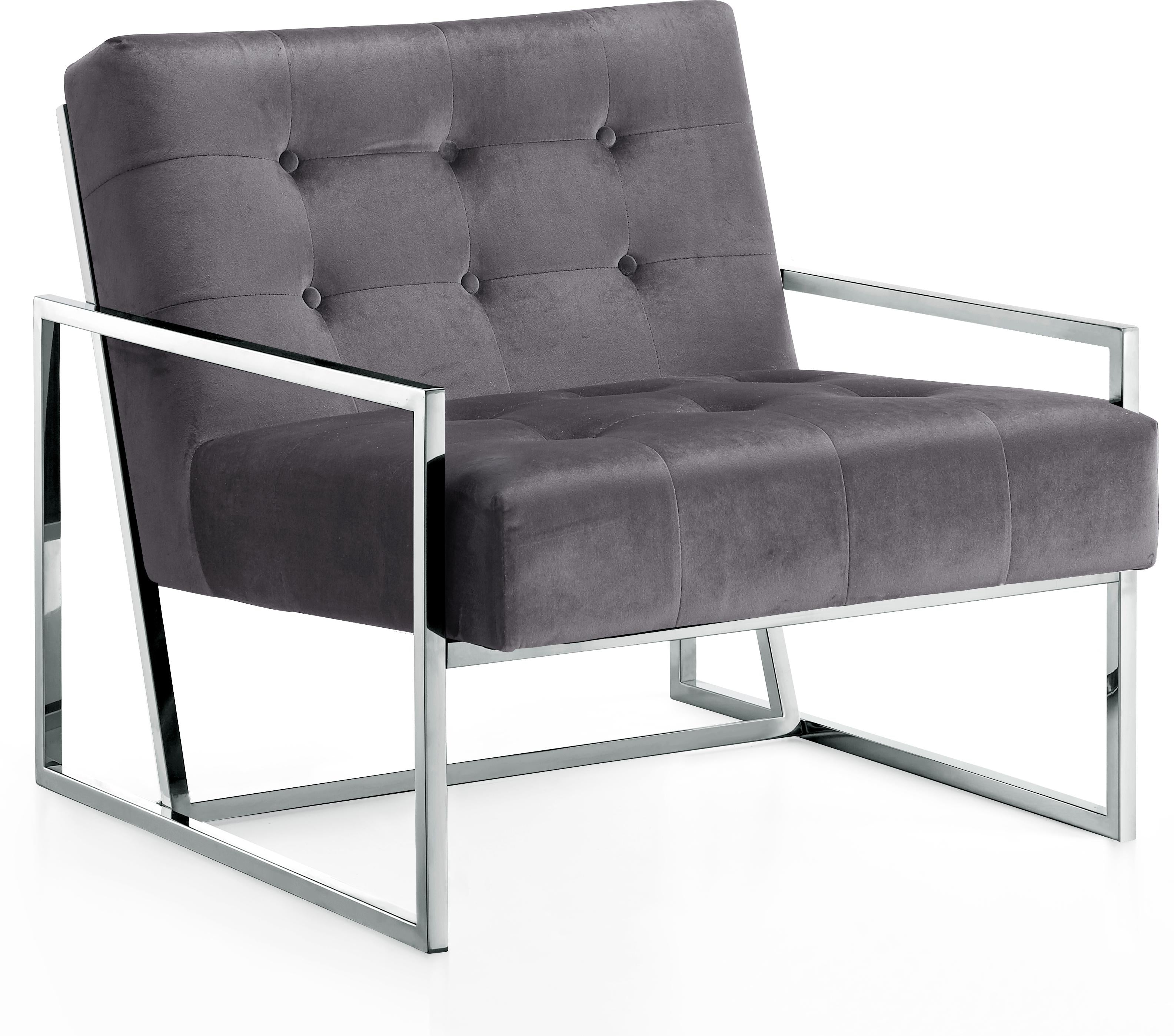 Alexis Grey Velvet Accent Chair - Luxury Home Furniture (MI)