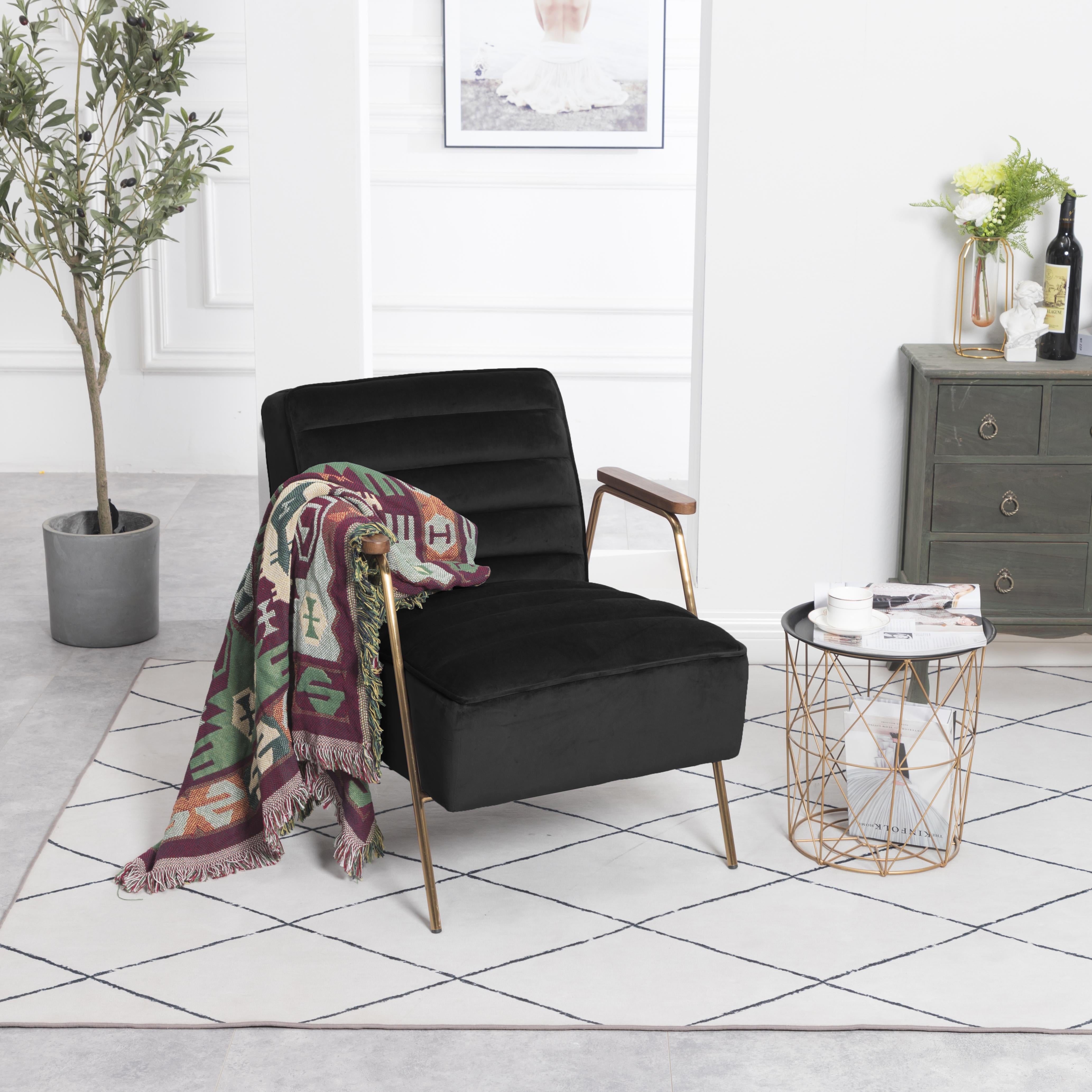 Woodford Black Velvet Accent Chair - Luxury Home Furniture (MI)