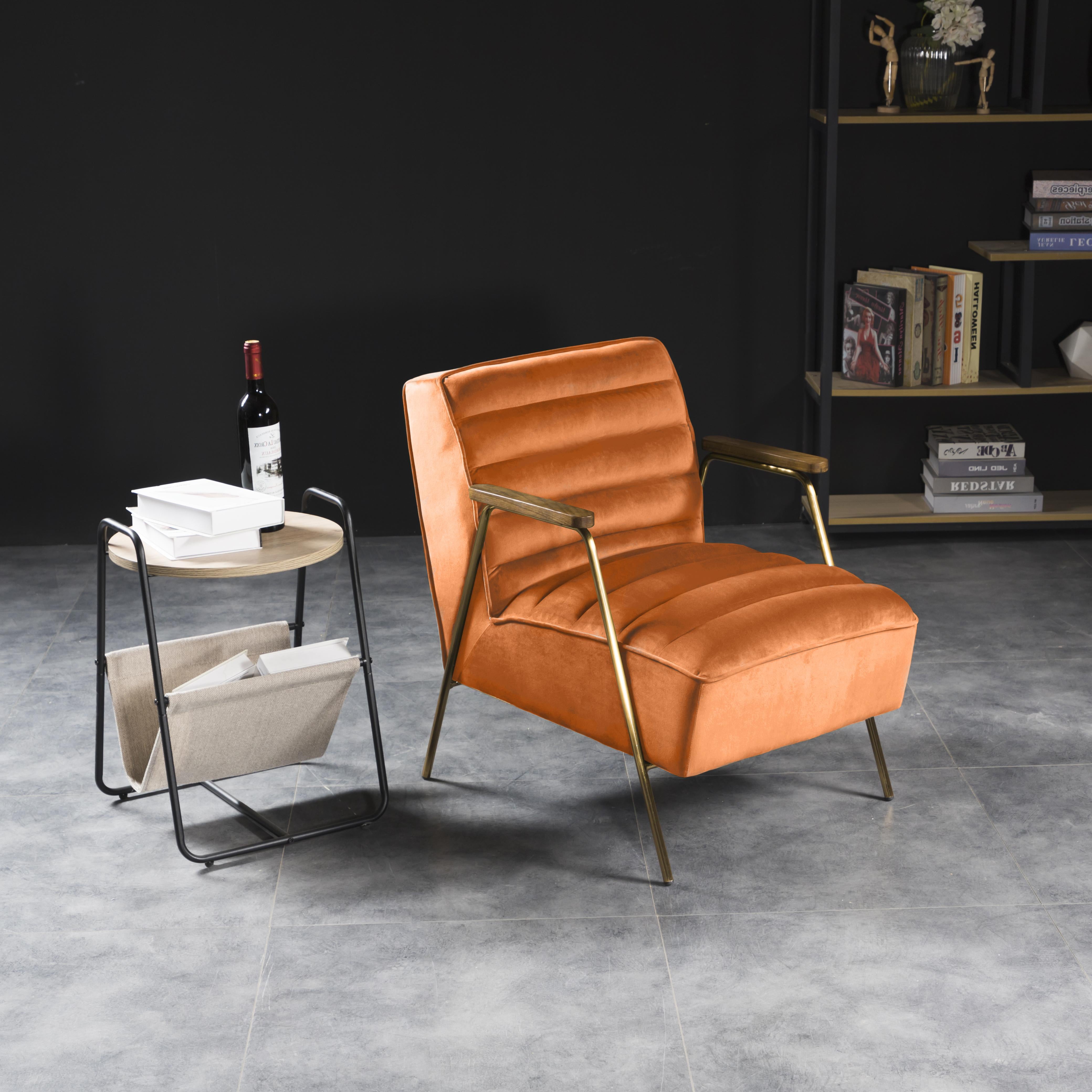 Woodford Orange Velvet Accent Chair - Luxury Home Furniture (MI)