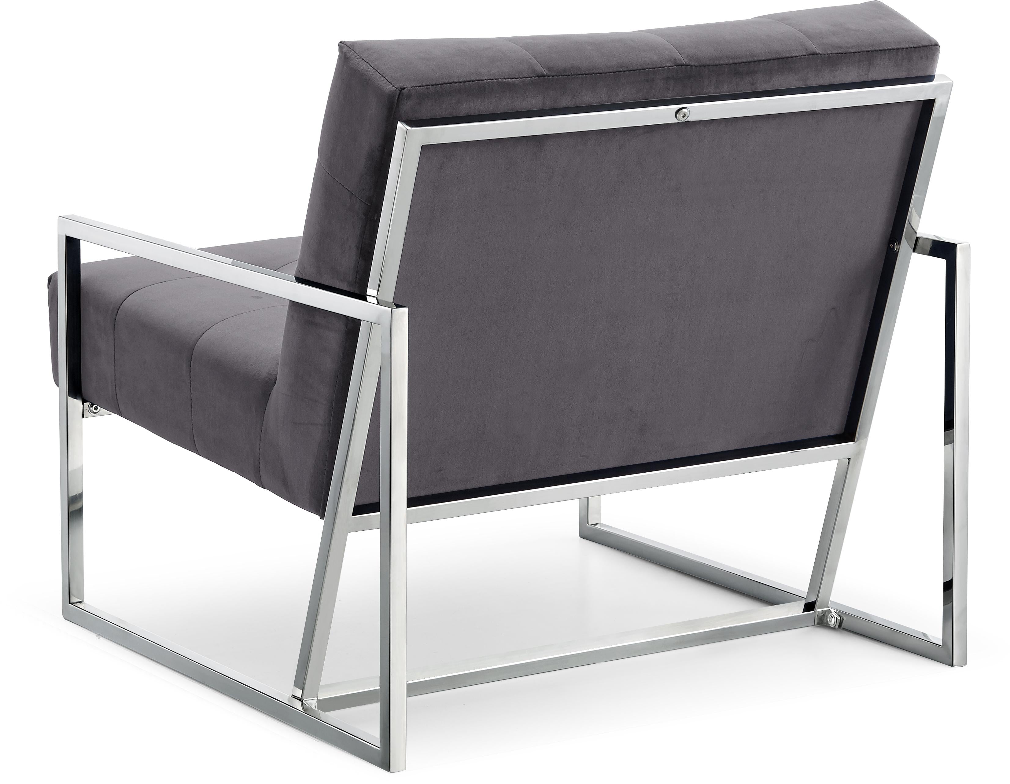 Alexis Grey Velvet Accent Chair - Luxury Home Furniture (MI)