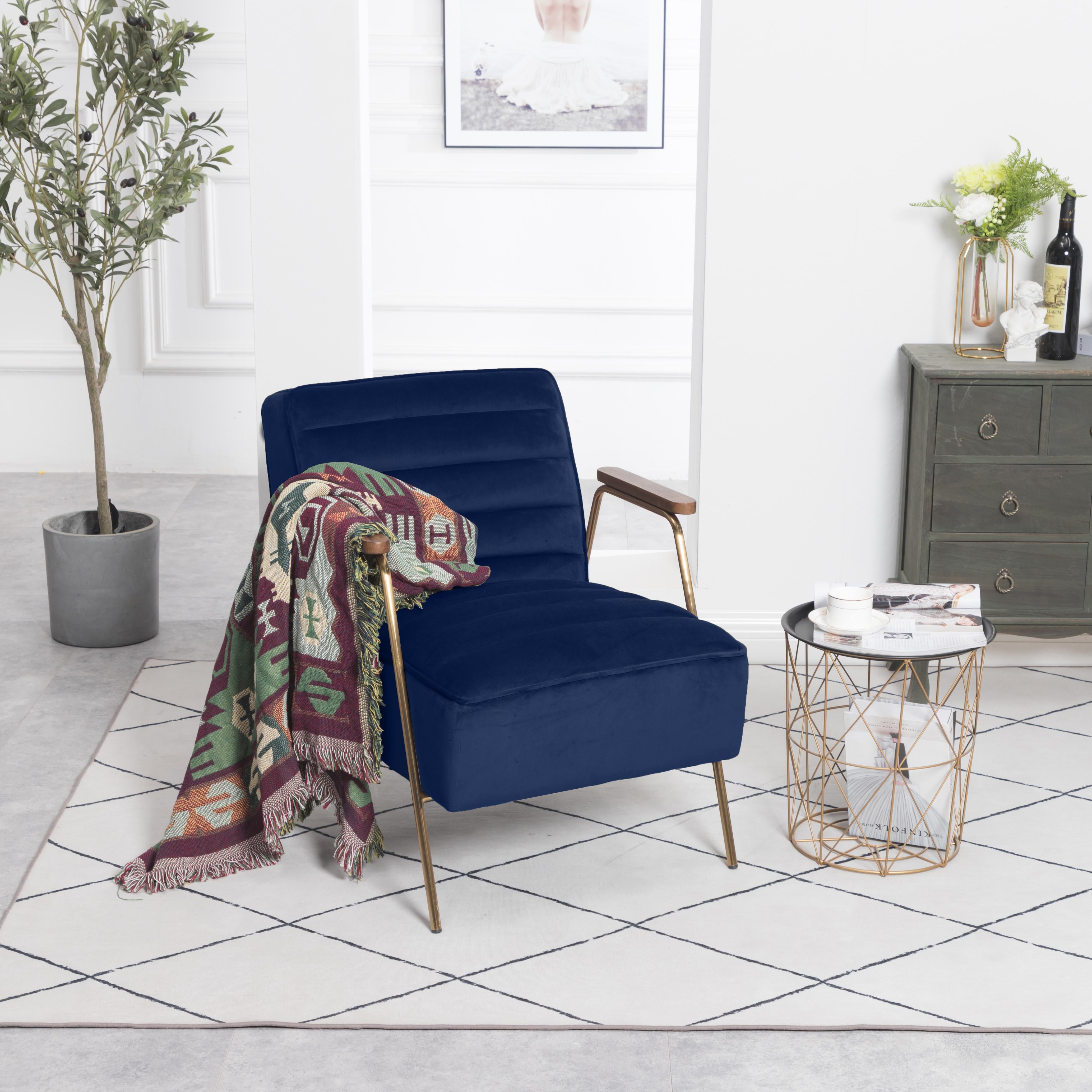 Woodford Navy Velvet Accent Chair - Luxury Home Furniture (MI)