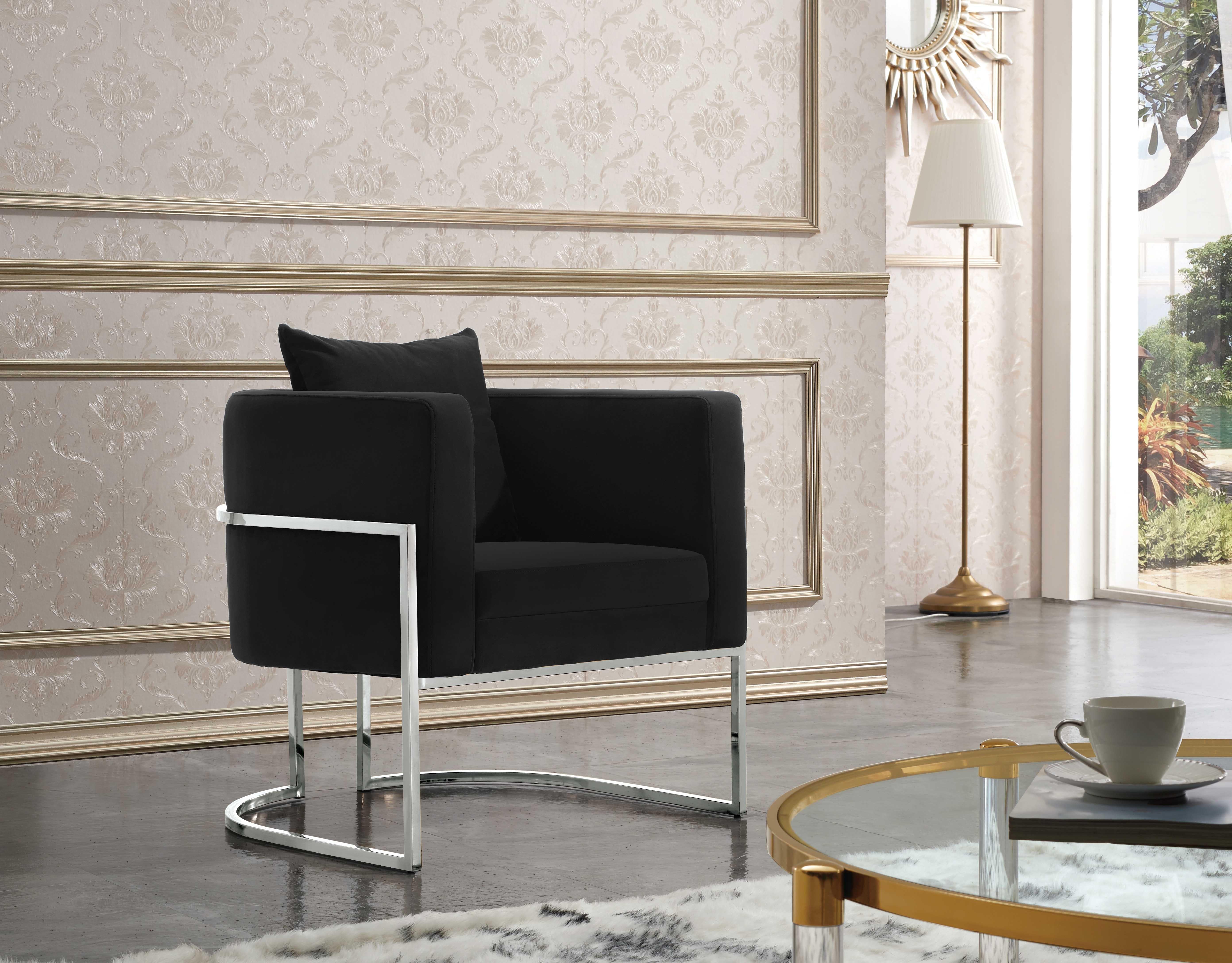 Pippa Black Velvet Accent Chair - Luxury Home Furniture (MI)